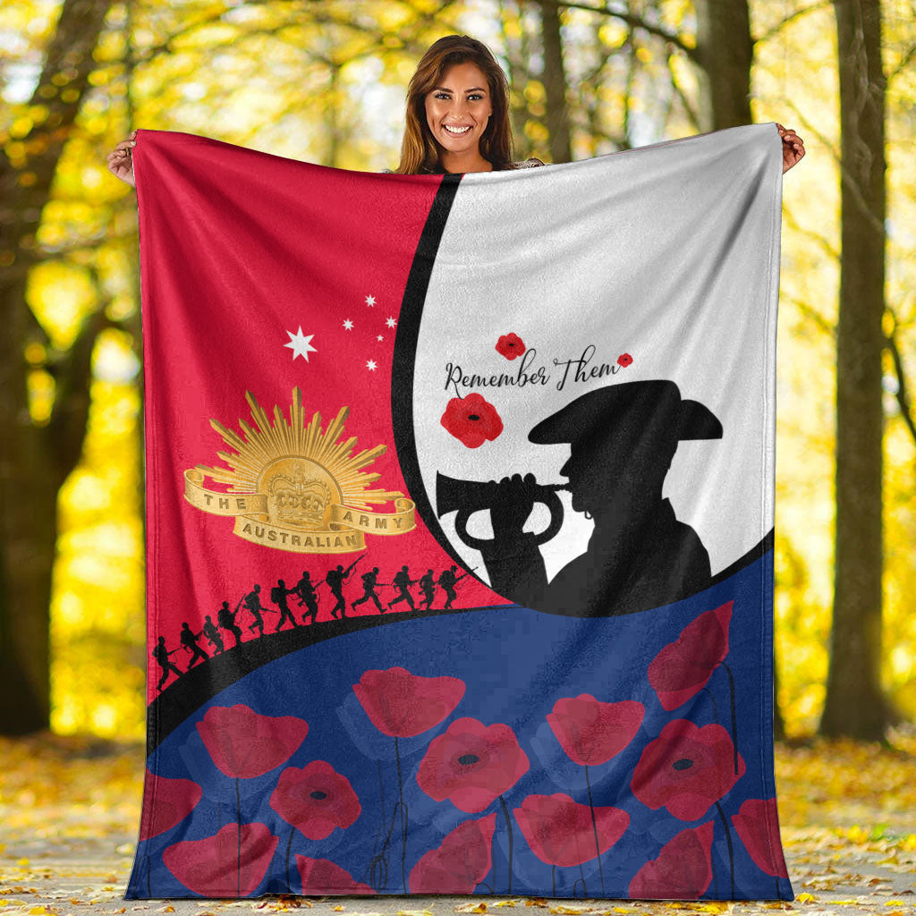 VibeHoodie Blanket - Australia ANZAC Day Soldier Blowing Trumpet Premium Blanket LT10 - Vibe Hoodie Shop