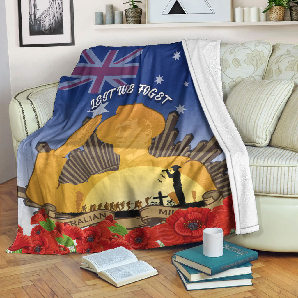 VibeHoodie Blanket - (Custom) Australia ANZAC Day Soldier Salute Premium Blanket LT10 - Vibe Hoodie Shop