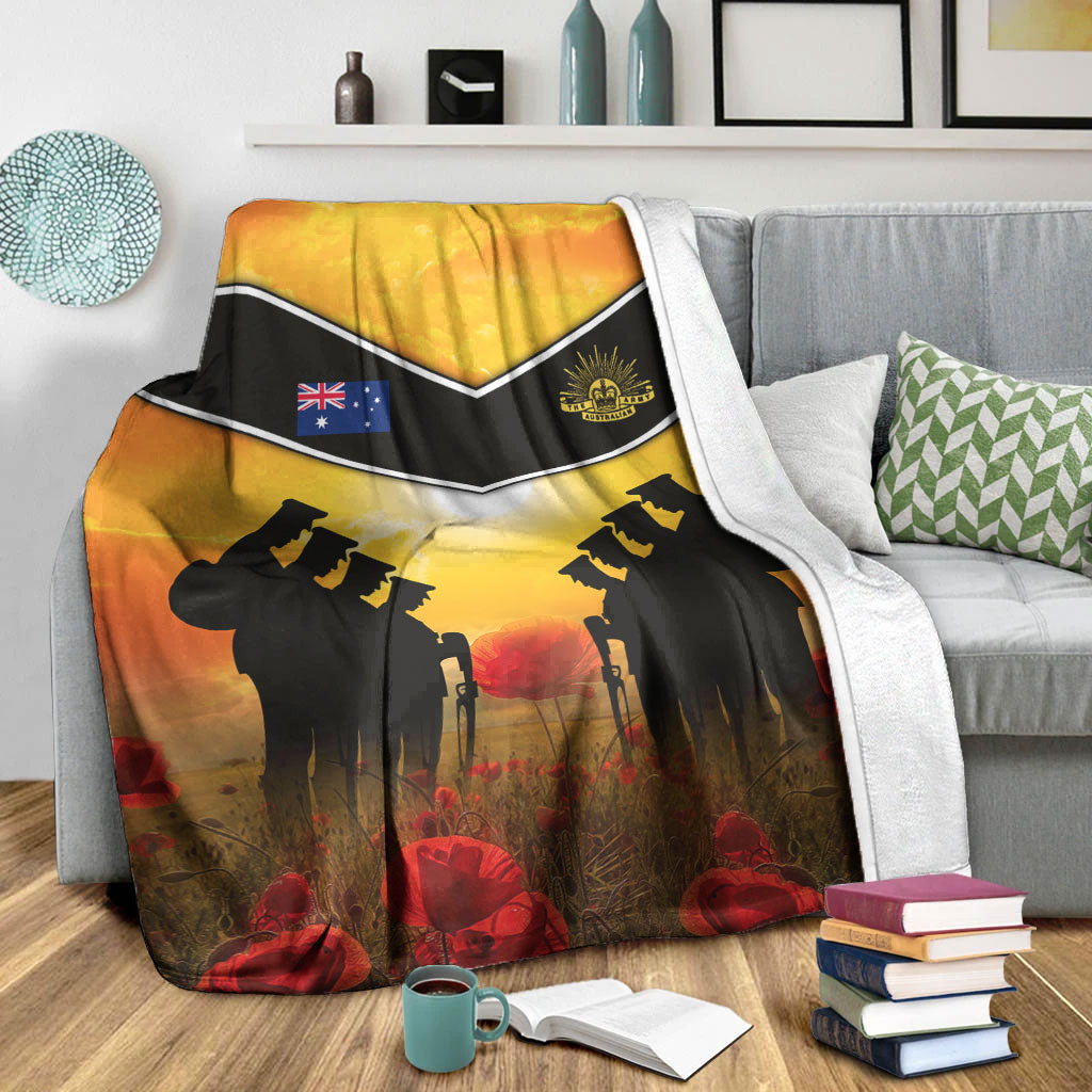 VibeHoodie Blanket - Australia Standing Guard ANZAC Day Premium Blanket LT10 - Vibe Hoodie Shop