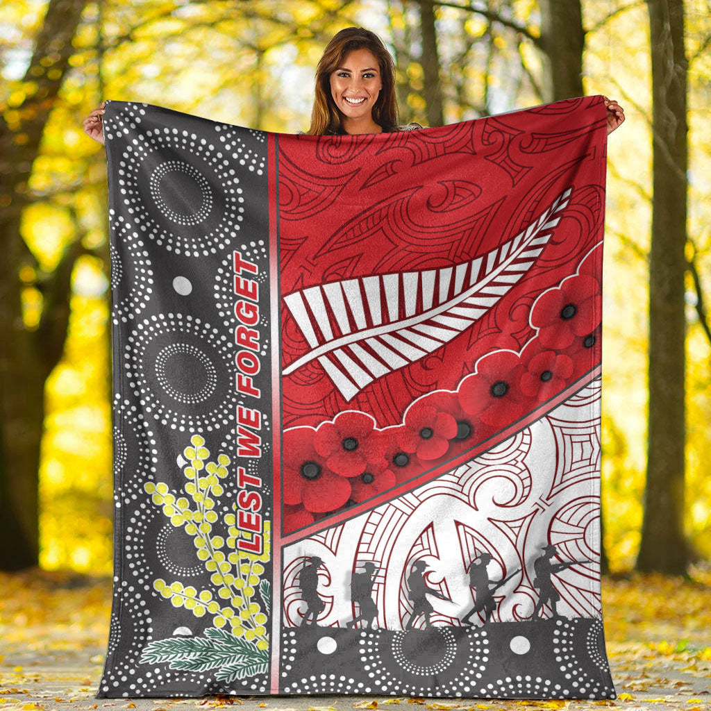 VibeHoodie Blanket - Australia Indigenous and New Zealand Maori ANZAC (Red) Premium Blanket LT10 - Vibe Hoodie Shop