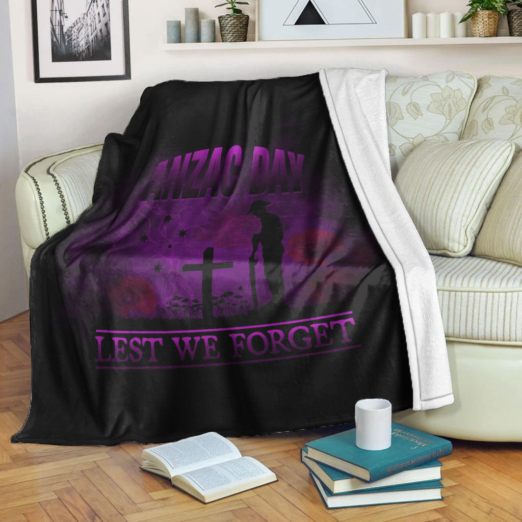 VibeHoodie Blanket - ANZAC Day Remember Australia and New Zealand Purple Premium Blanket LT10 - Vibe Hoodie Shop