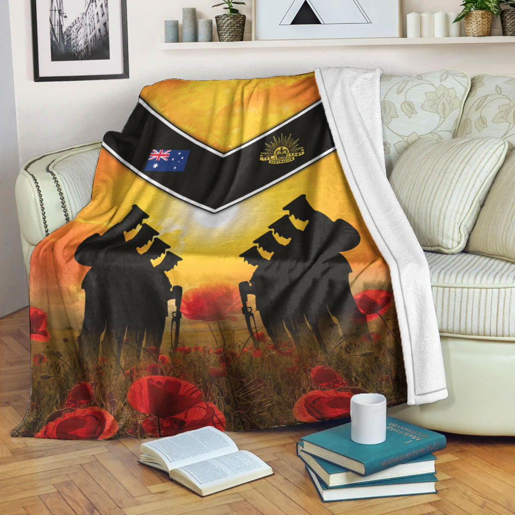 VibeHoodie Blanket - Australia Standing Guard ANZAC Day Premium Blanket LT10 - Vibe Hoodie Shop