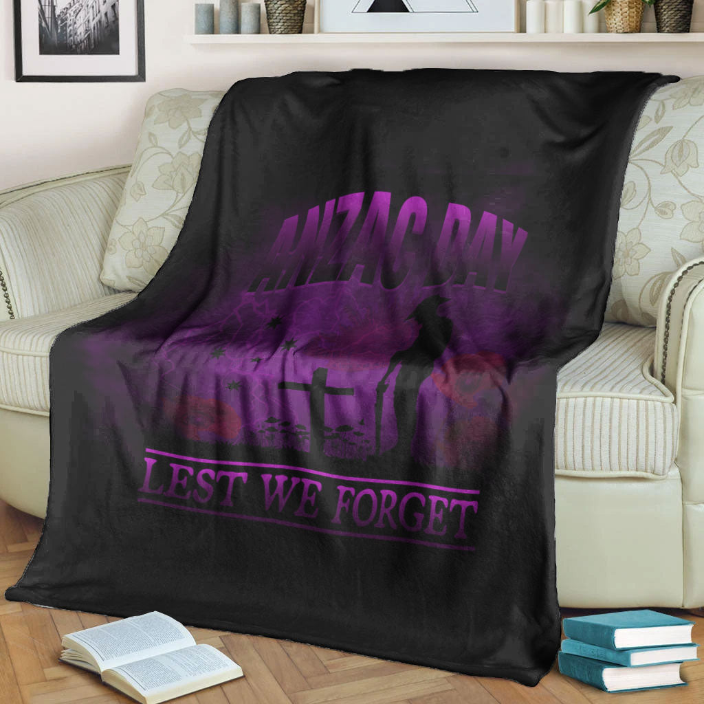 VibeHoodie Blanket - ANZAC Day Remember Australia and New Zealand Purple Premium Blanket LT10 - Vibe Hoodie Shop