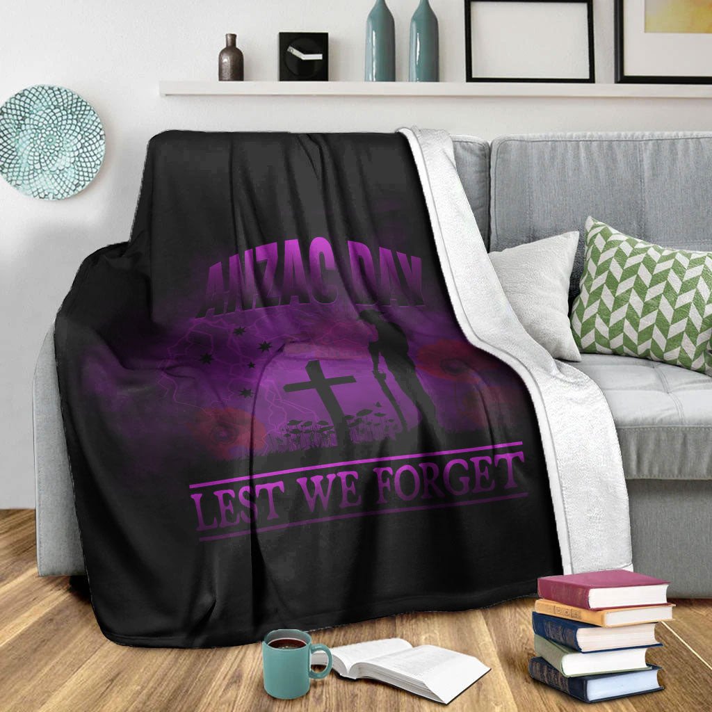 VibeHoodie Blanket - ANZAC Day Remember Australia and New Zealand Purple Premium Blanket LT10 - Vibe Hoodie Shop