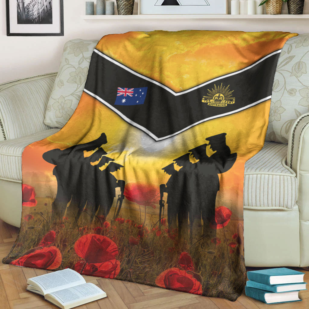 VibeHoodie Blanket - Australia Standing Guard ANZAC Day Premium Blanket LT10 - Vibe Hoodie Shop