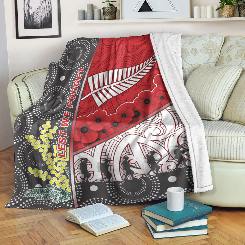 VibeHoodie Blanket - Australia Indigenous and New Zealand Maori ANZAC (Red) Premium Blanket LT10 - Vibe Hoodie Shop