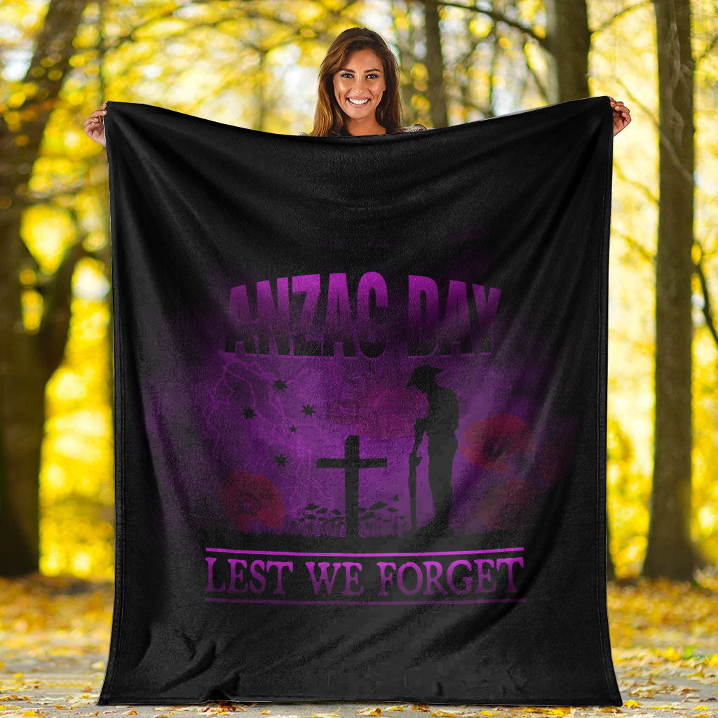 VibeHoodie Blanket - ANZAC Day Remember Australia and New Zealand Purple Premium Blanket LT10 - Vibe Hoodie Shop