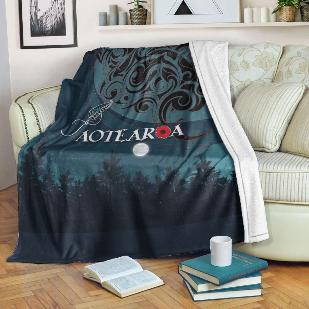 VibeHoodie Blanket - New Zealand Paua Silver Fern Poppy Premium Blanket LT10 - Vibe Hoodie Shop