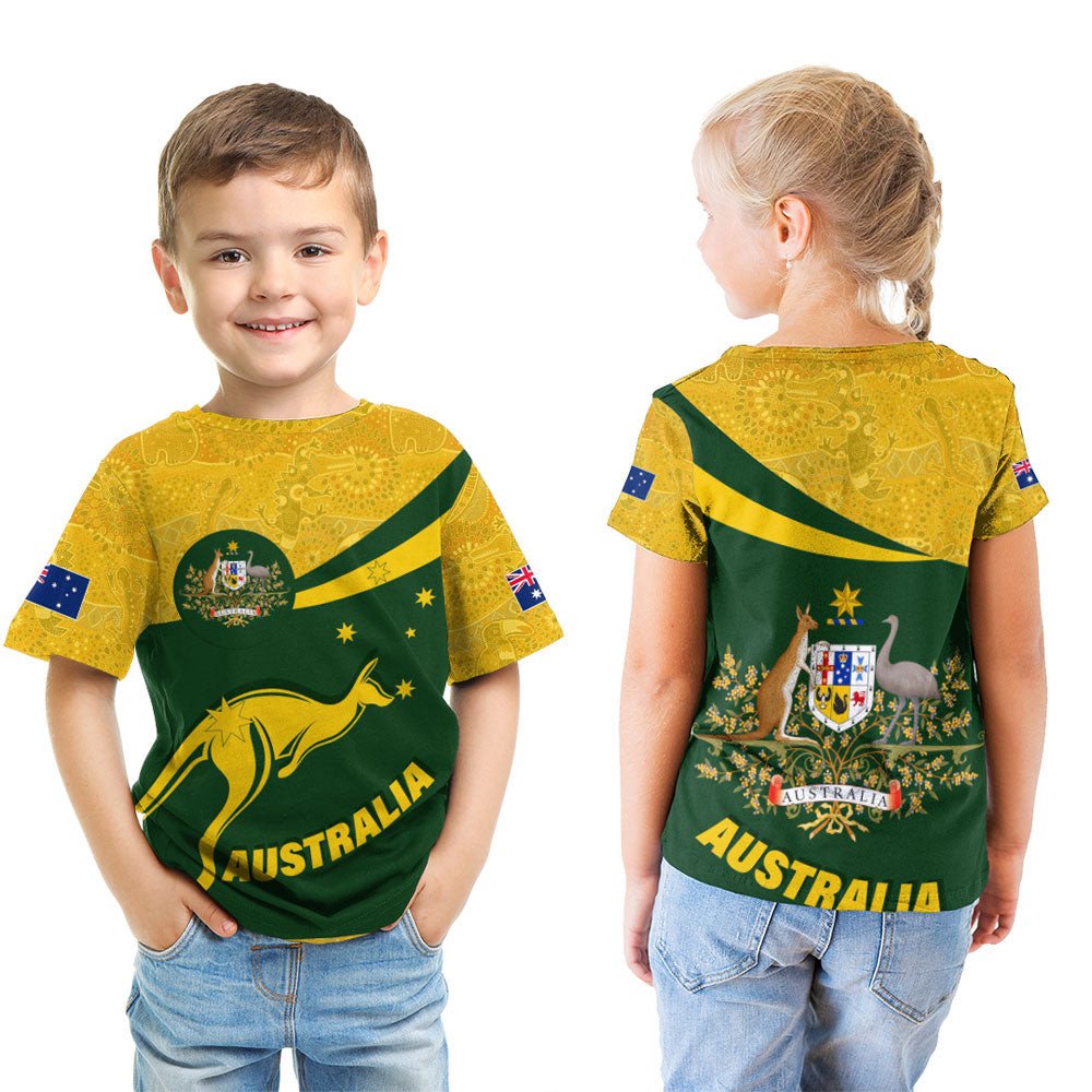 Vibe Hoodie Clothing - Australia Coat Of Arms Active Sport Pattern Gold T-shirt - Vibe Hoodie Shop