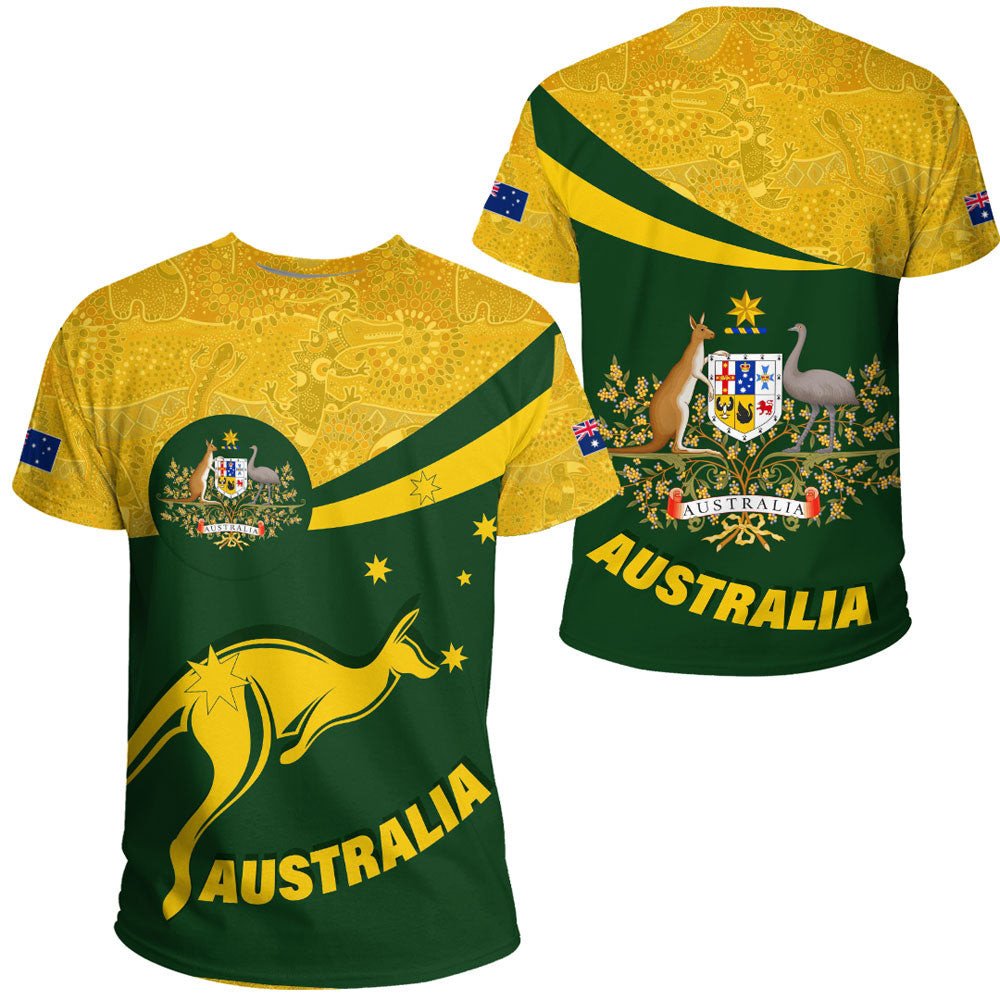 Vibe Hoodie Clothing - Australia Coat Of Arms Active Sport Pattern Gold T-shirt - Vibe Hoodie Shop