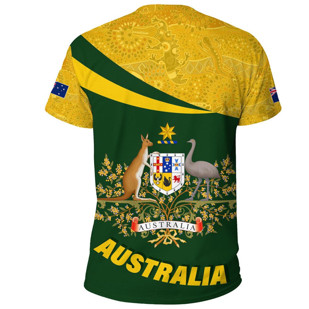 Vibe Hoodie Clothing - Australia Coat Of Arms Active Sport Pattern Gold T-shirt - Vibe Hoodie Shop