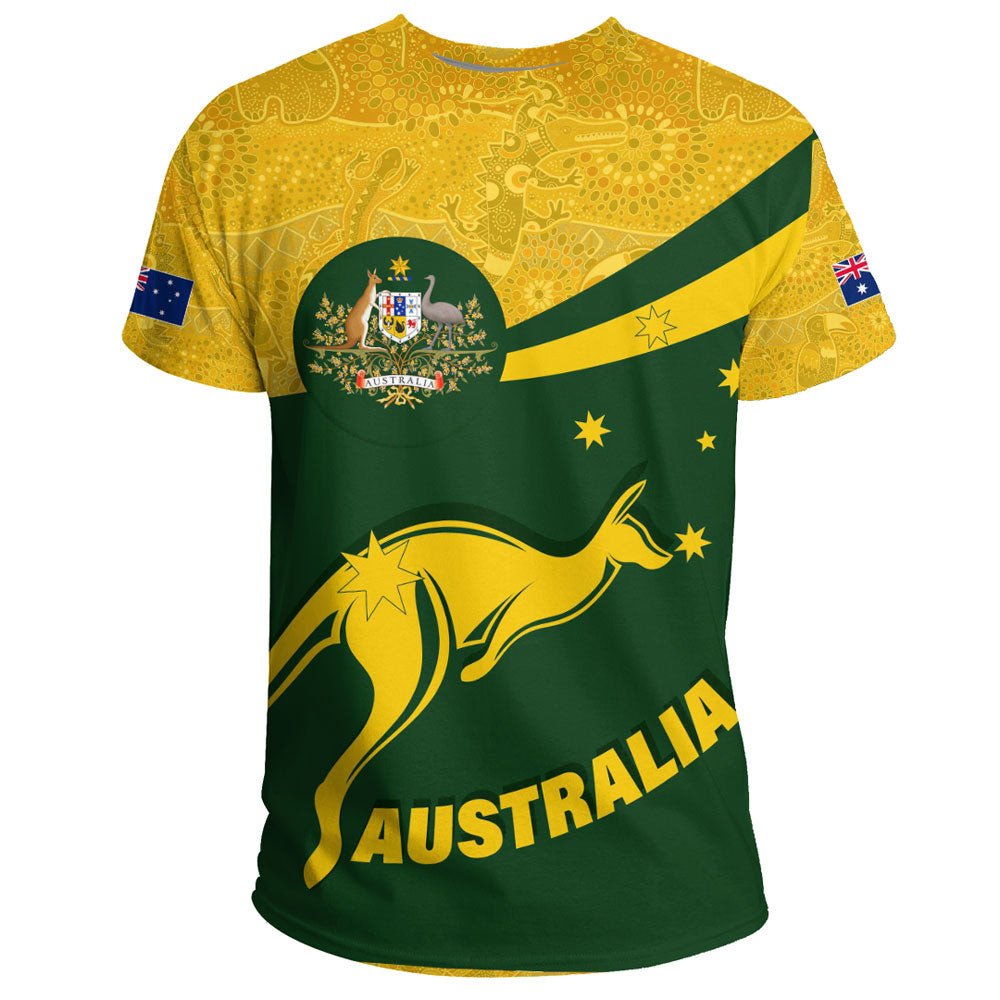 Vibe Hoodie Clothing - Australia Coat Of Arms Active Sport Pattern Gold T-shirt - Vibe Hoodie Shop