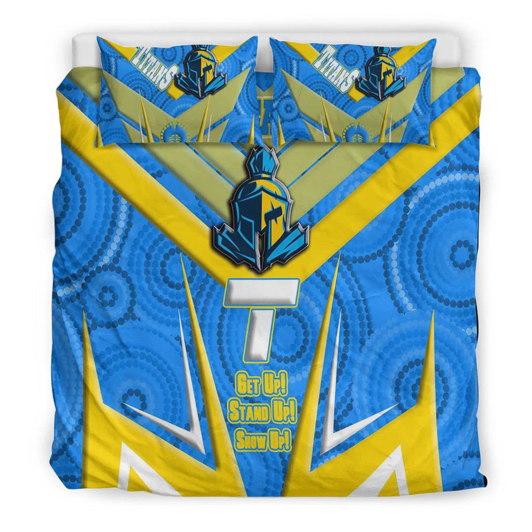 Vibe Hoodie Bedding Set - Gold Coast Titans Naidoc 2022 Sporty Style Bedding Set - Vibe Hoodie Shop