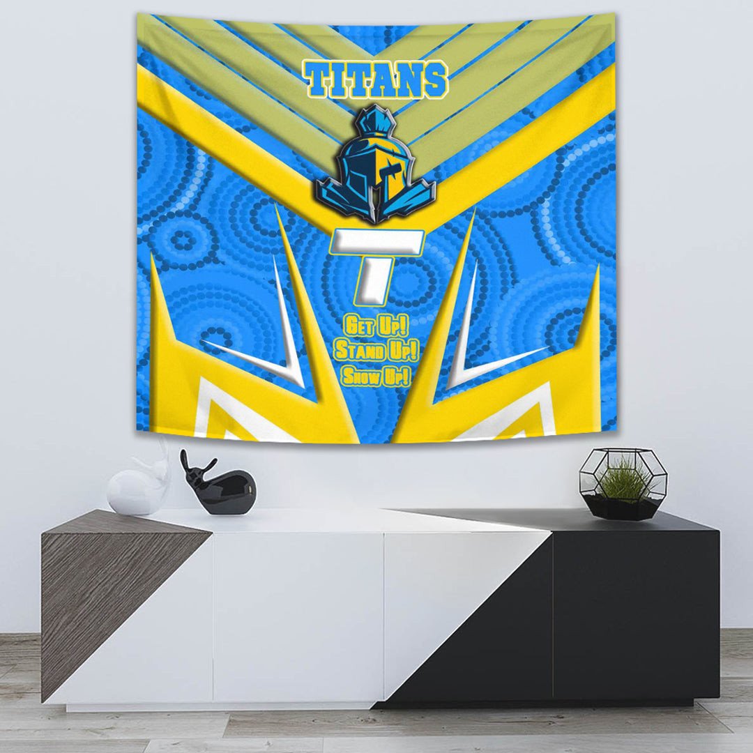 Vibe Hoodie Tapestry - Gold Coast Titans Naidoc 2022 Sporty Style Tapestry - Vibe Hoodie Shop