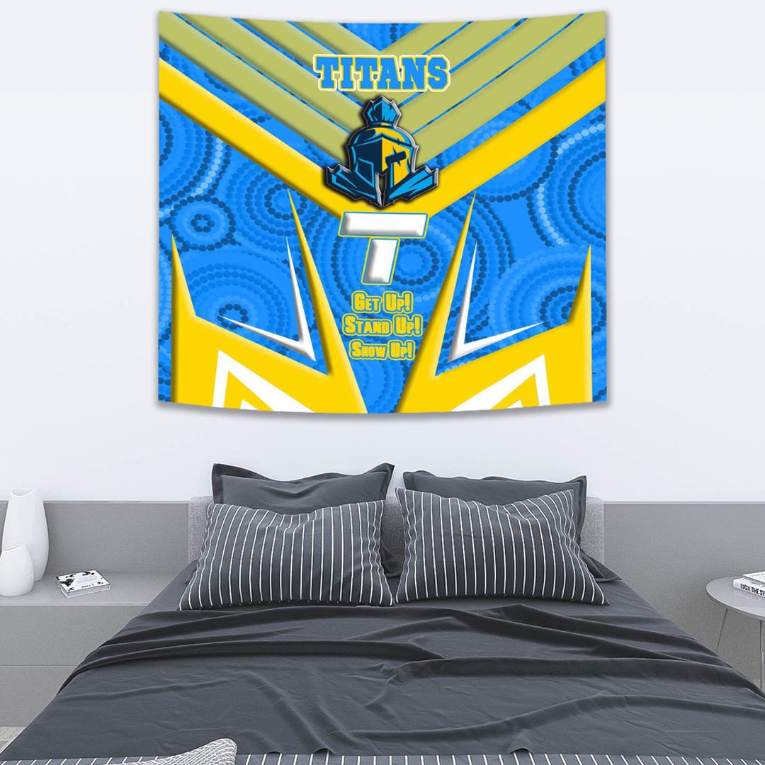 Vibe Hoodie Tapestry - Gold Coast Titans Naidoc 2022 Sporty Style Tapestry - Vibe Hoodie Shop