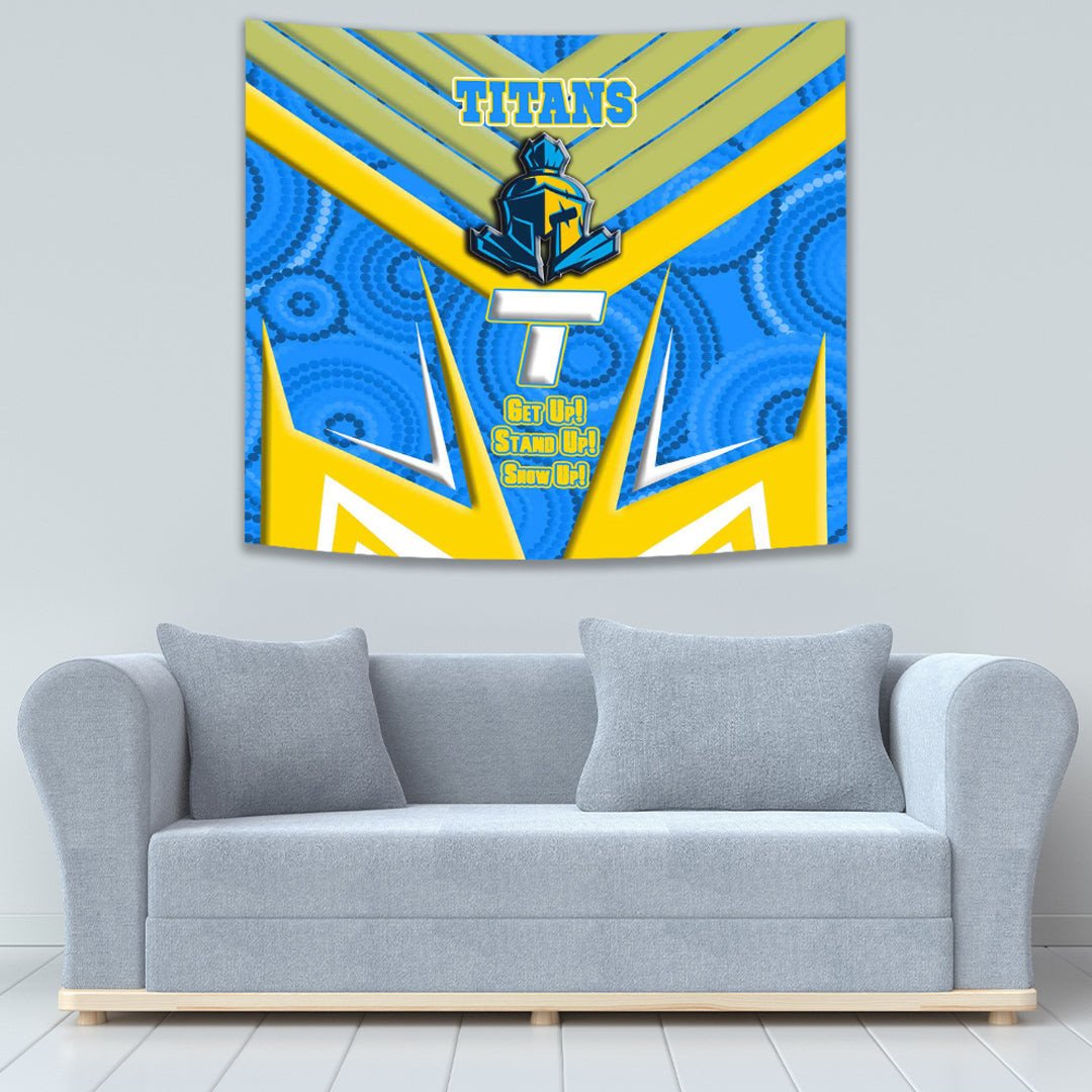 Vibe Hoodie Tapestry - Gold Coast Titans Naidoc 2022 Sporty Style Tapestry - Vibe Hoodie Shop