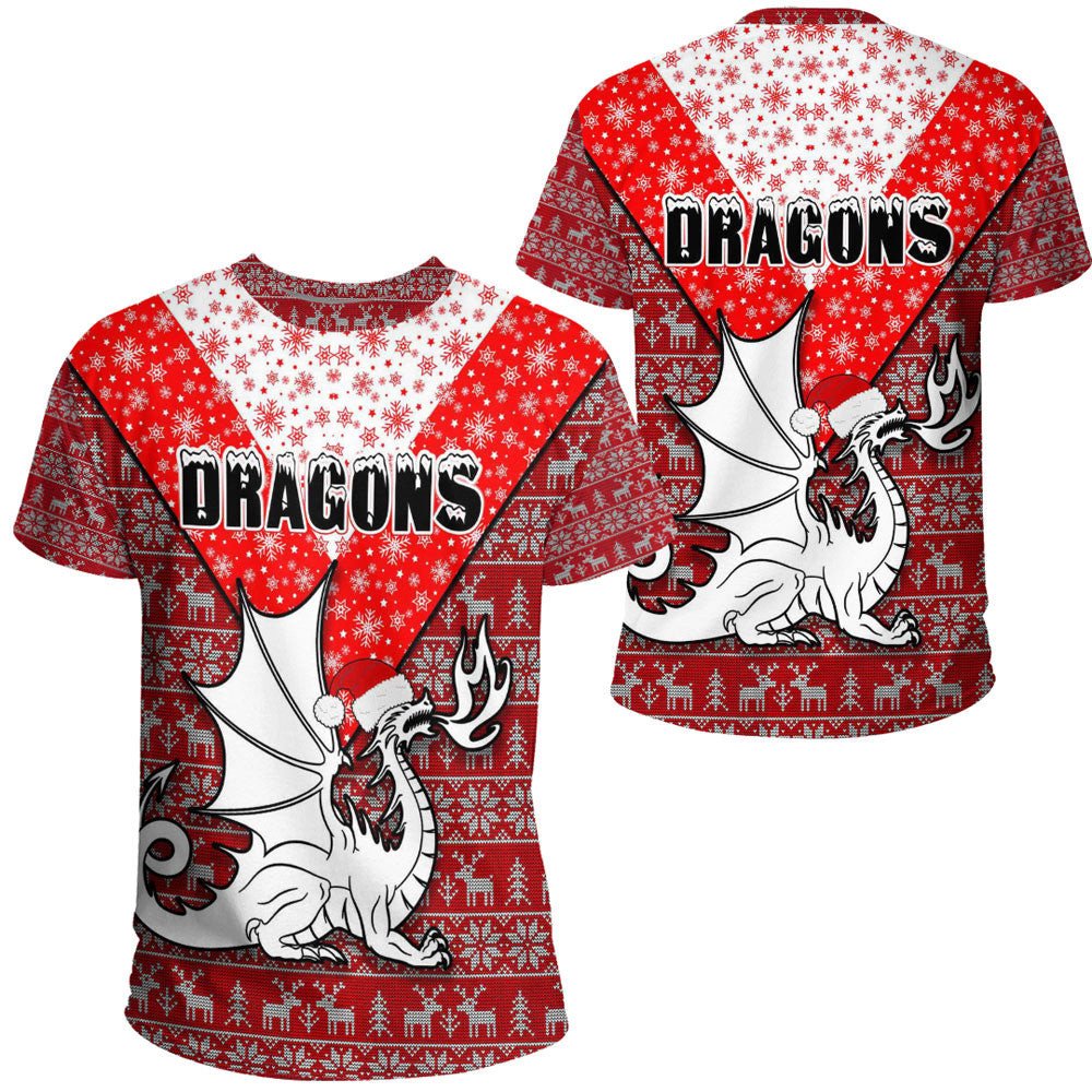 Vibe Hoodie Clothing - St. George Illawarra Dragons Christmas T-shirt - Vibe Hoodie Shop