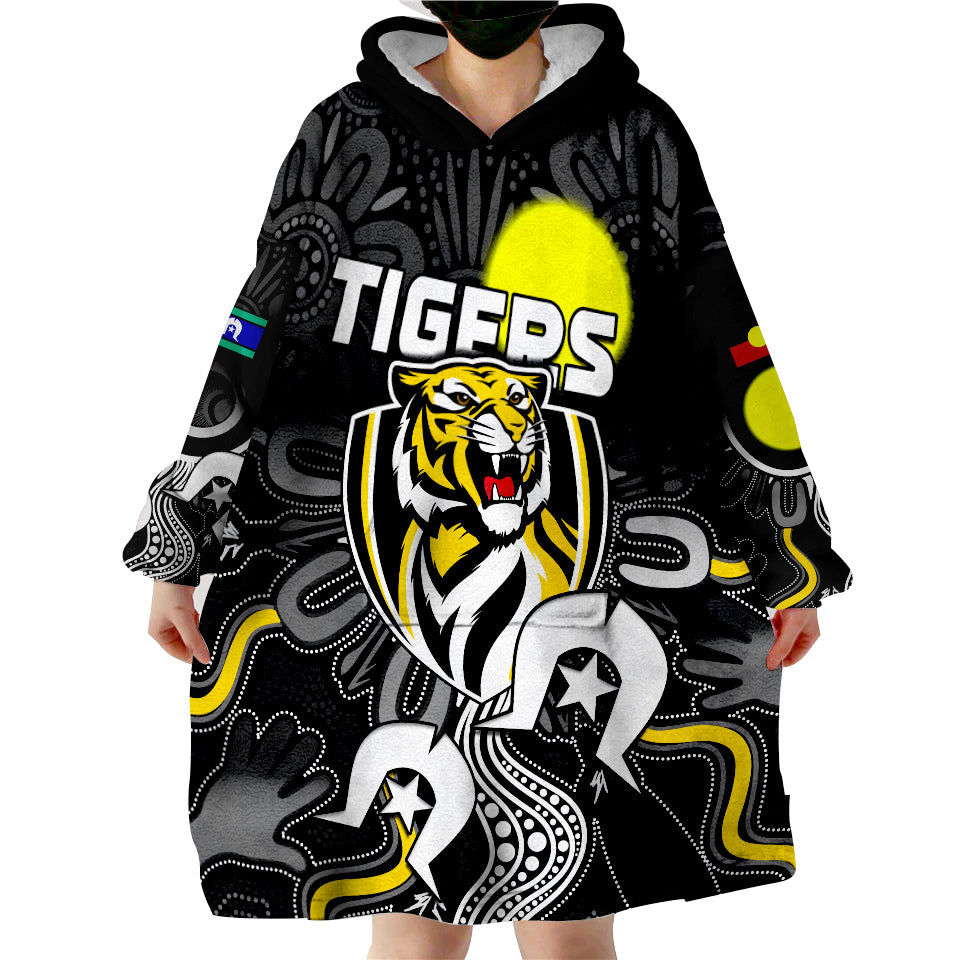 (Custom Personalised) Tigers NAIDOC Week Richmond Football Aboriginal Wearable Blanket Hoodie - Vibe Hoodie Shop