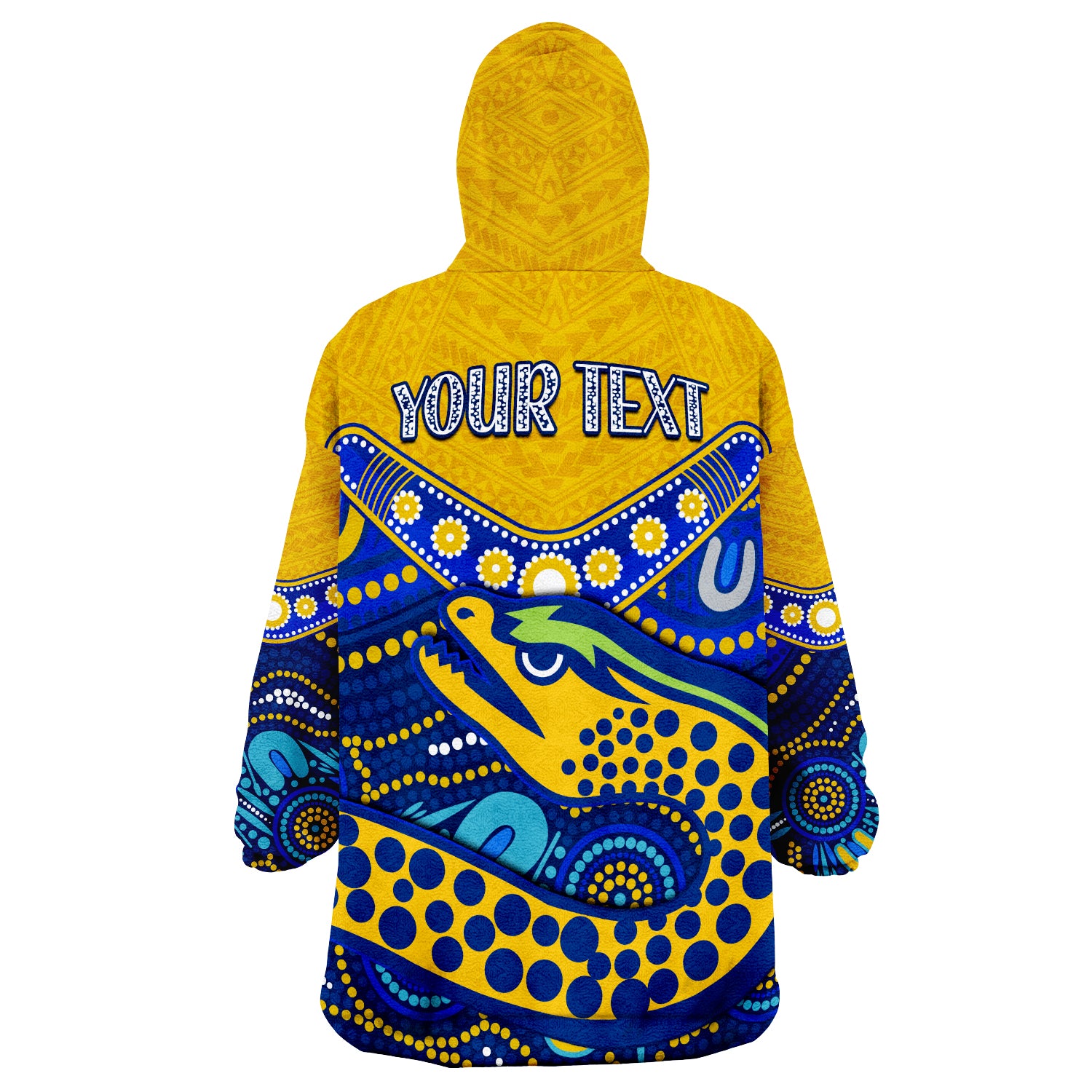 (Custom Personalised) Eels Rugby Polynesian Tapa Pattern Premiers Wearable Blanket Hoodie - Vibe Hoodie Shop