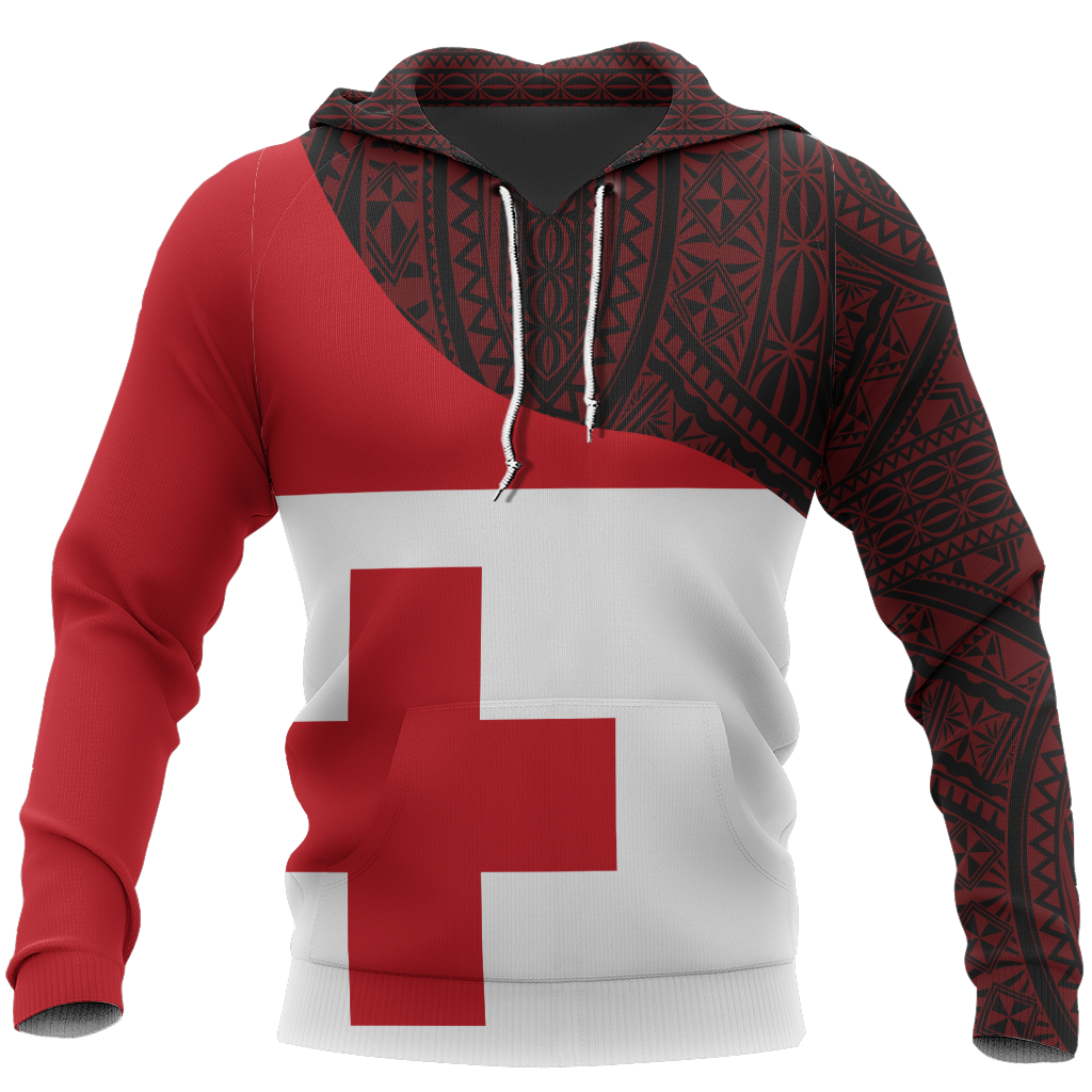 Tonga Flag Curve Concept Pullover Hoodie - Vibe Hoodie Shop