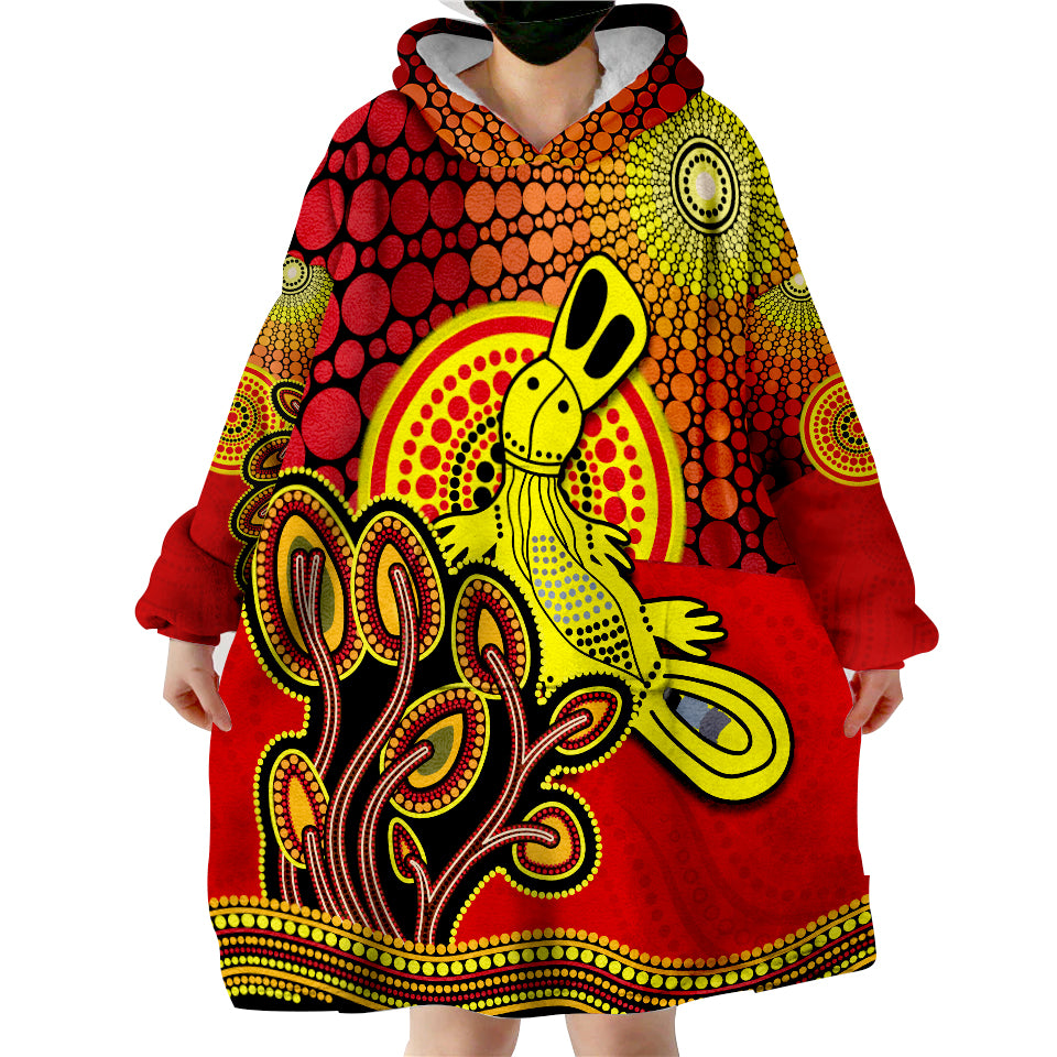 (Custom Personalised) Aboriginal Platypus Tree On The Hill Sunshine Wearable Blanket Hoodie - Vibe Hoodie Shop