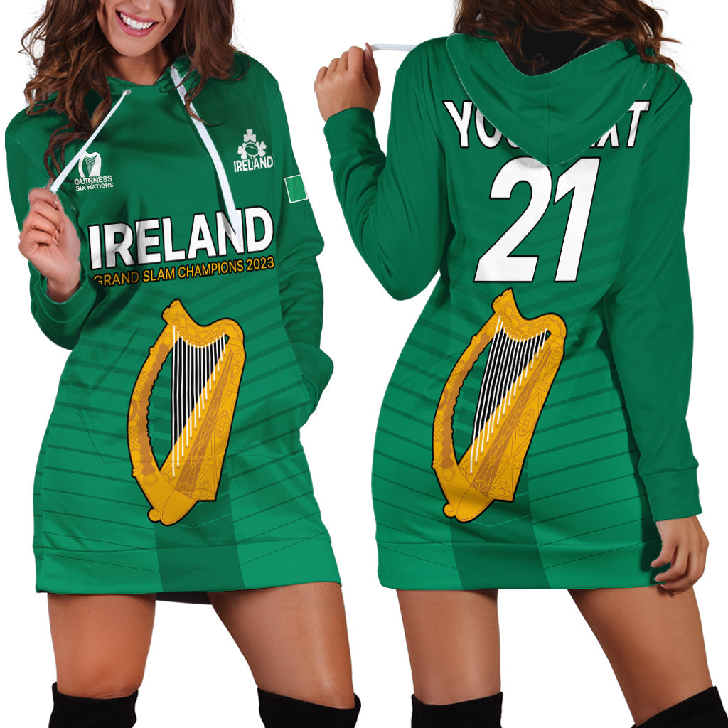 (Custom Personalised) Ireland Rugby 2023 Champions Guinness 6 Nations Hoodie Dress - Vibe Hoodie Shop