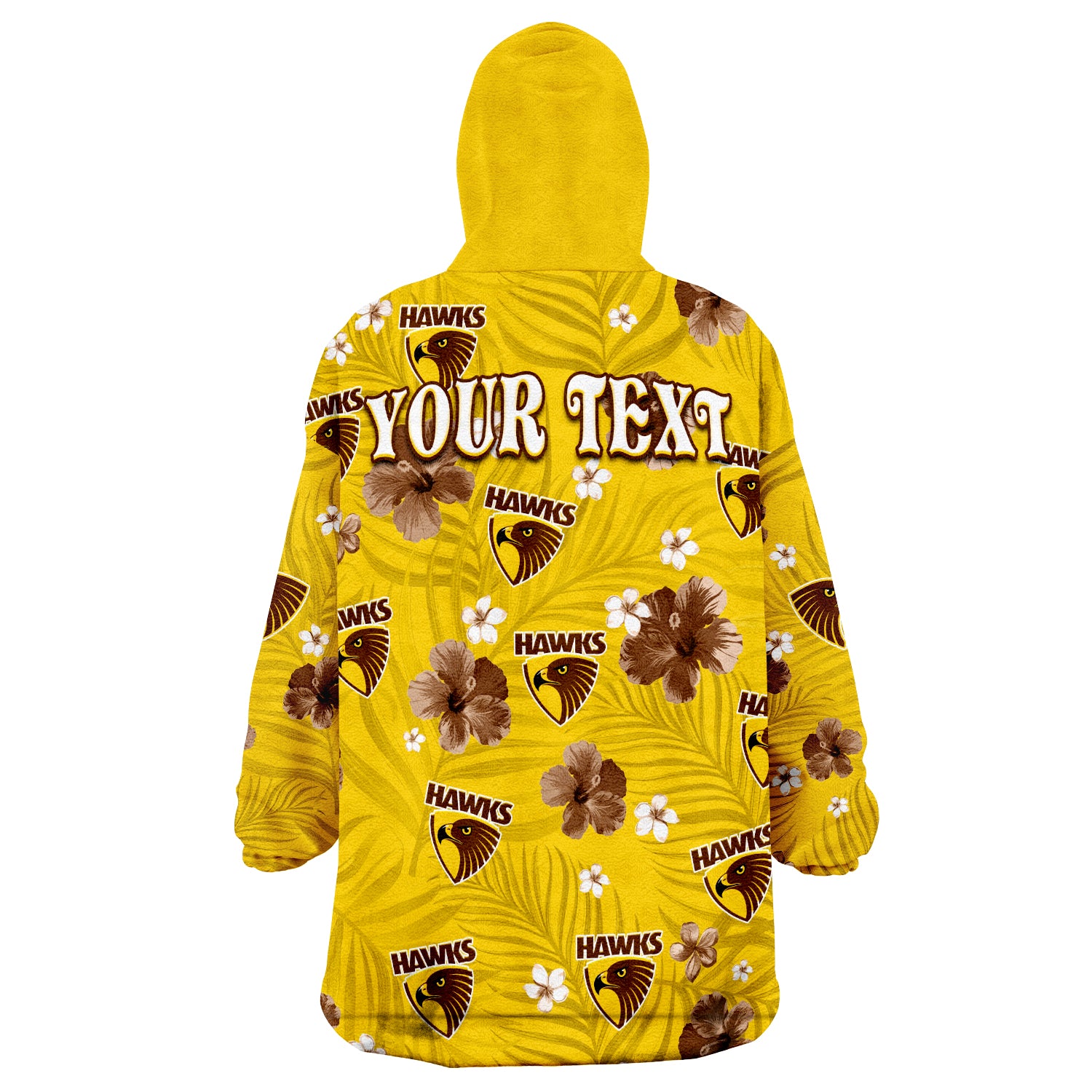 (Custom Personalised) Hawks Football Hawthorn Premiers Tropical Flowers Simple Wearable Blanket Hoodie - Vibe Hoodie Shop