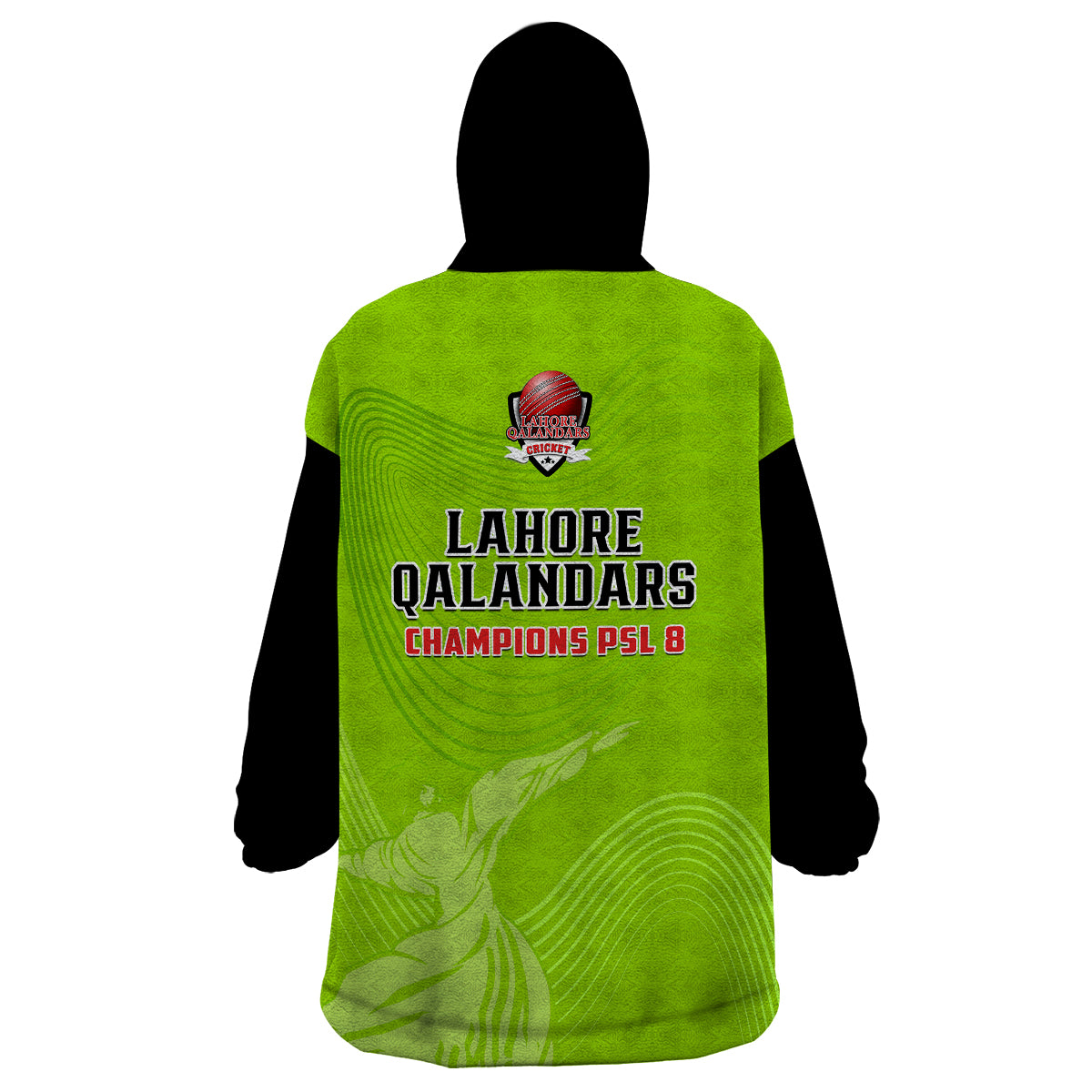 Lahore Qalandars Cricket Pakistan LQ 2023 Champions Lime Green Wearable Blanket Hoodie - Vibe Hoodie Shop