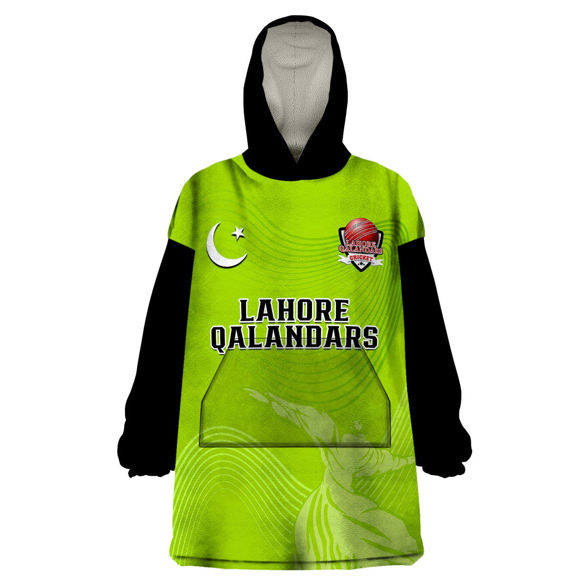 Lahore Qalandars Cricket Pakistan LQ 2023 Champions Lime Green Wearable Blanket Hoodie - Vibe Hoodie Shop