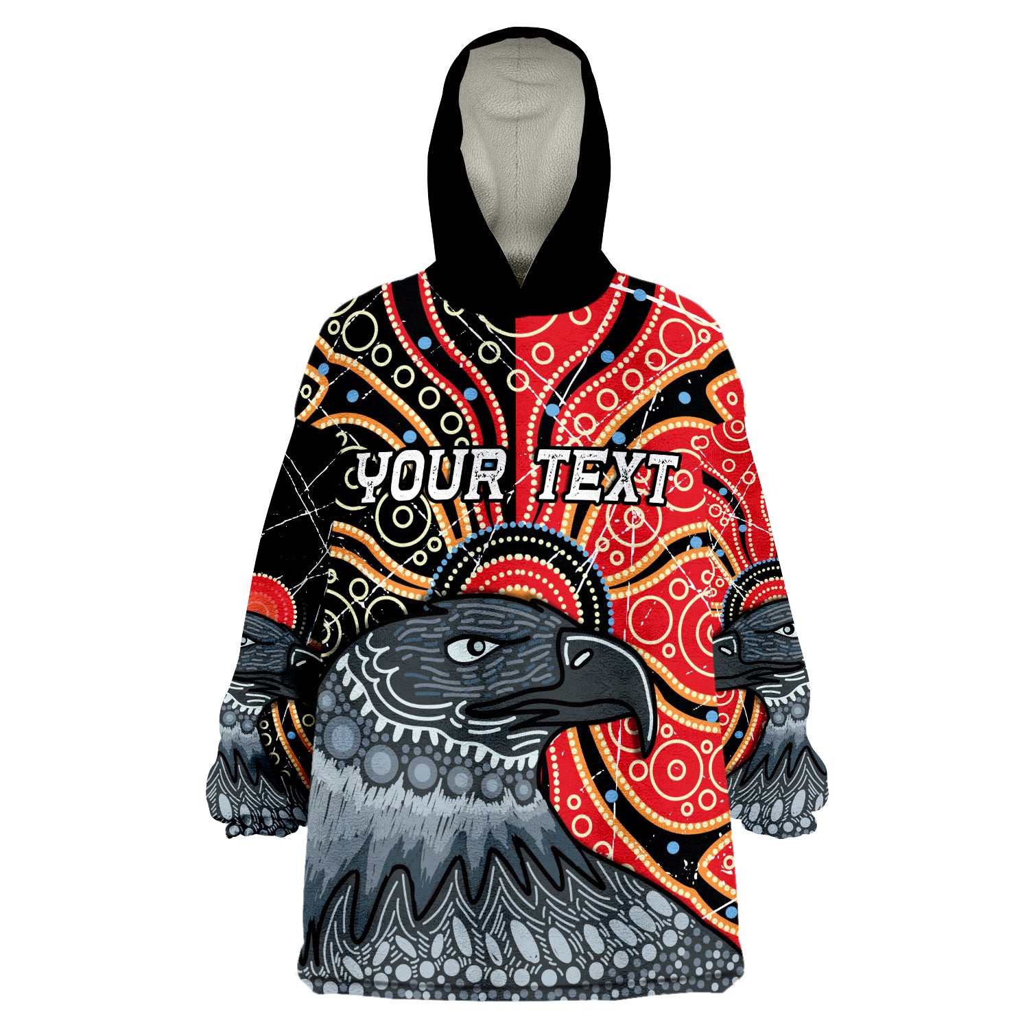 (Custom Personalised) Aboriginal Dot Eagles Victory Wearable Blanket Hoodie - Vibe Hoodie Shop