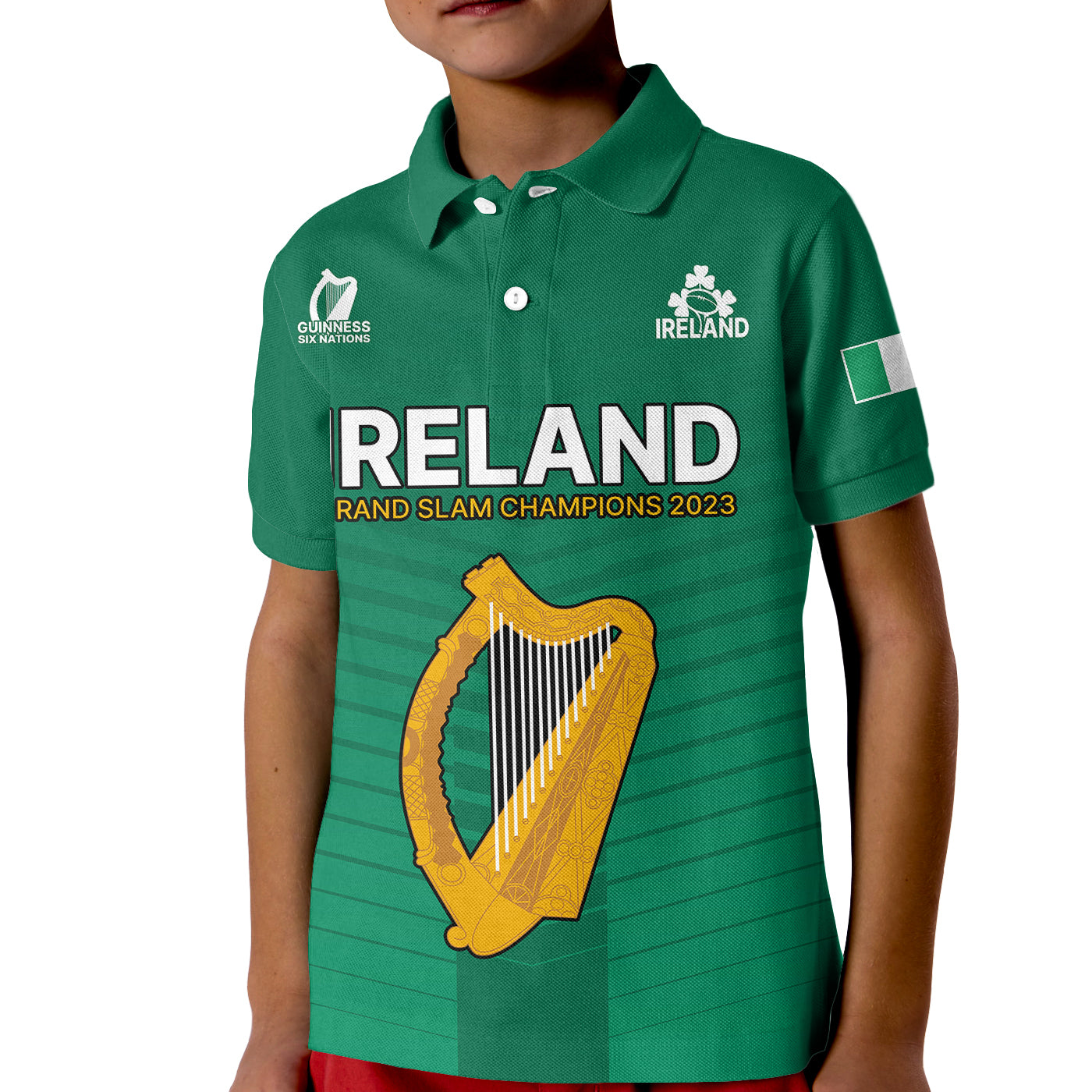 (Custom Personalised) Ireland Rugby 2023 Champions Guinness 6 Nations Kid Polo Shirt - Vibe Hoodie Shop