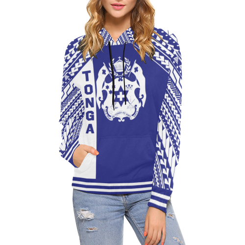 Coat Of Arms Tonga All Over Hoodie Blue - Vibe Hoodie Shop