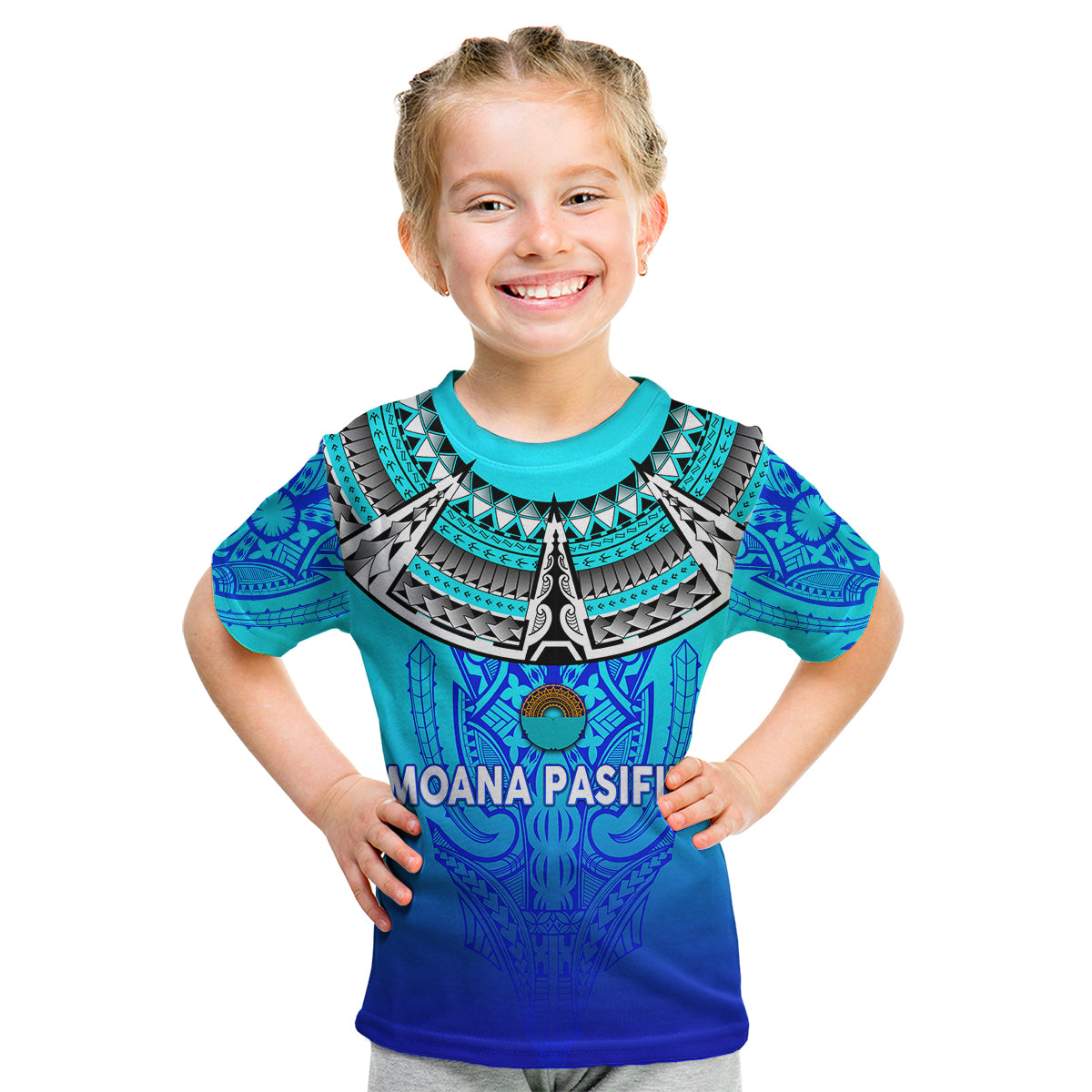 (Custom Personalised) Moana Pasifika Super Rugby Tapa Pacific Island Tapa Simple Kid T Shirt - Vibe Hoodie Shop