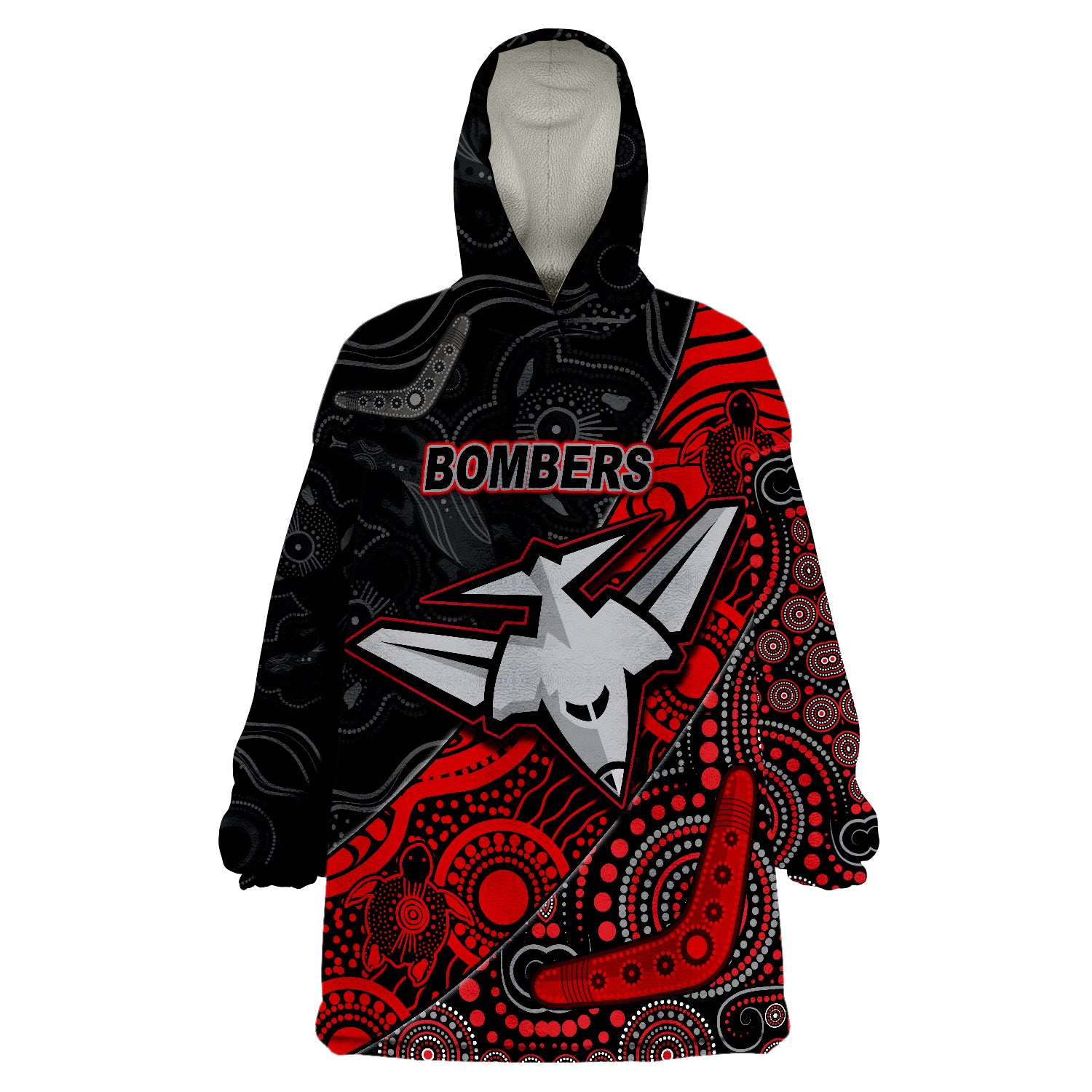 Bombers Football Essendon Aboriginal Wearable Blanket Hoodie - Vibe Hoodie Shop