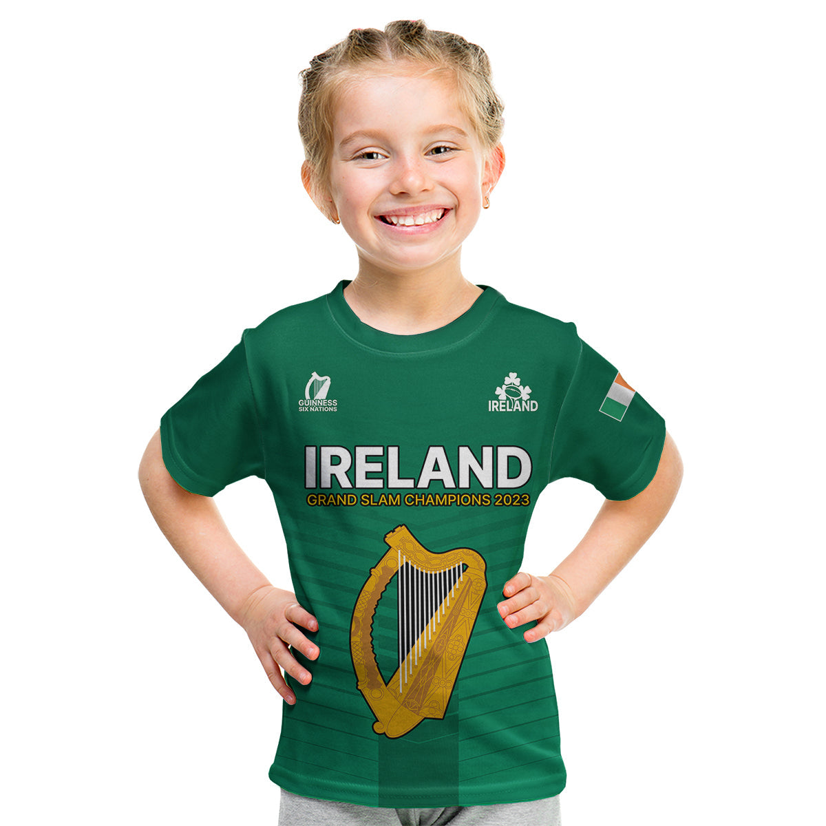 (Custom Personalised) Ireland Rugby 2023 Champions Guinness 6 Nations Kid T Shirt - Vibe Hoodie Shop