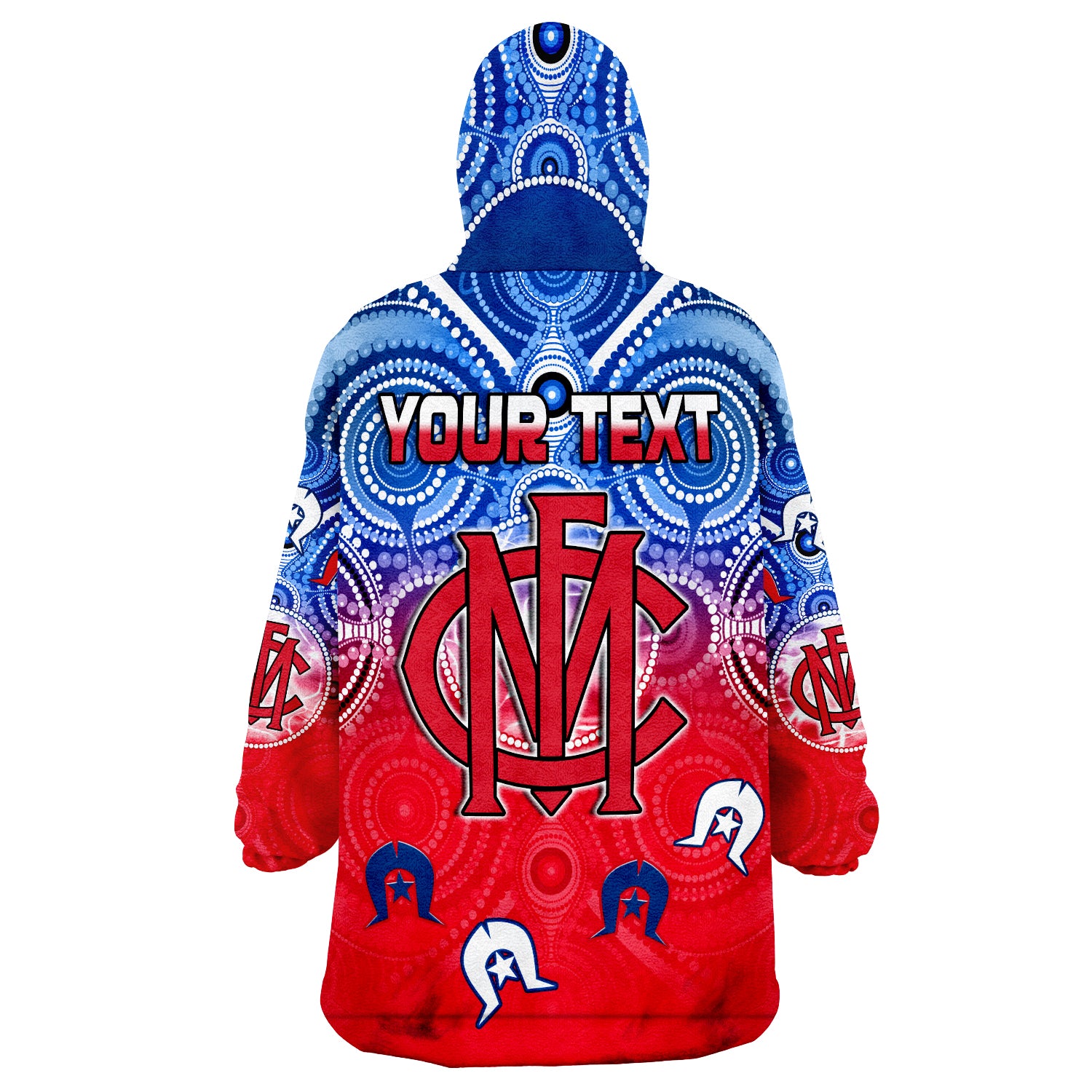 (Custom Personalised) Demons Football NAIDOC Week Melbourne North Melbourne Aboriginal Dhari Wearable Blanket Hoodie - Vibe Hoodie Shop