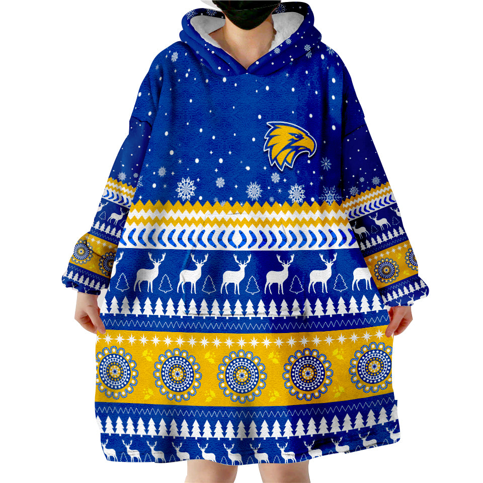 (Custom Personalised) Eagles Christmas Indigenous West Coast Wearable Blanket Hoodie - Vibe Hoodie Shop