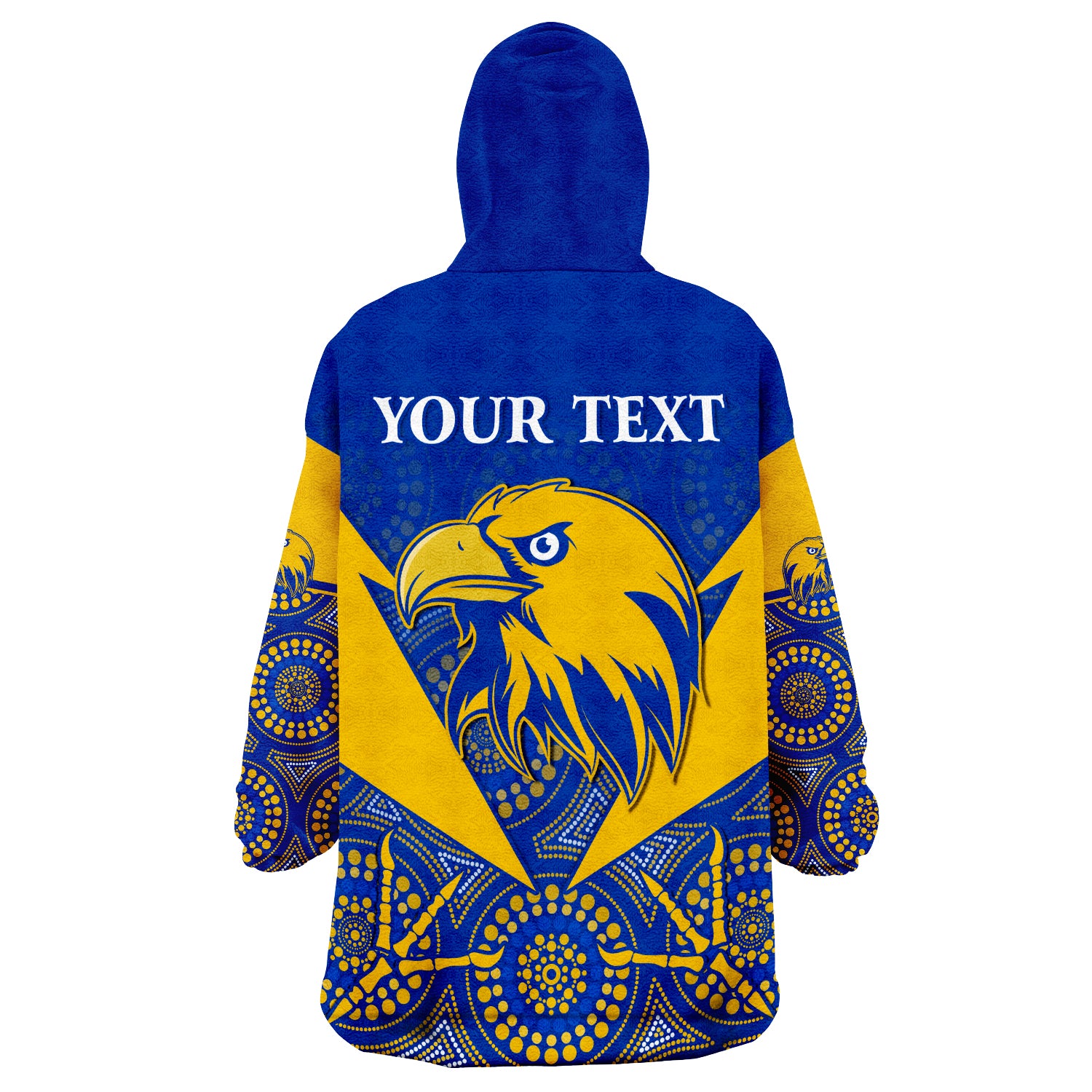 (Custom Personalised) Eagles Indigenous West Coast 2022 Version Gold Wearable Blanket Hoodie - Vibe Hoodie Shop