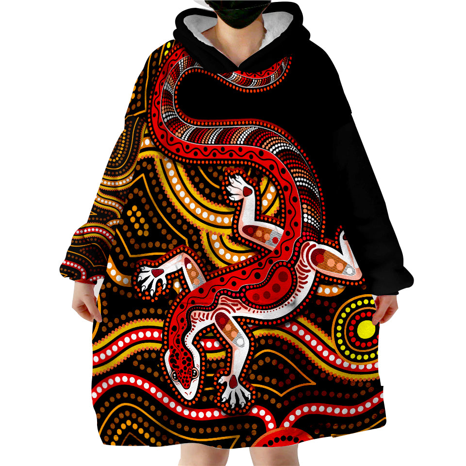 (Custom Personalised) Aboriginal Art Lizard You Are Number One Wearable Blanket Hoodie - Vibe Hoodie Shop