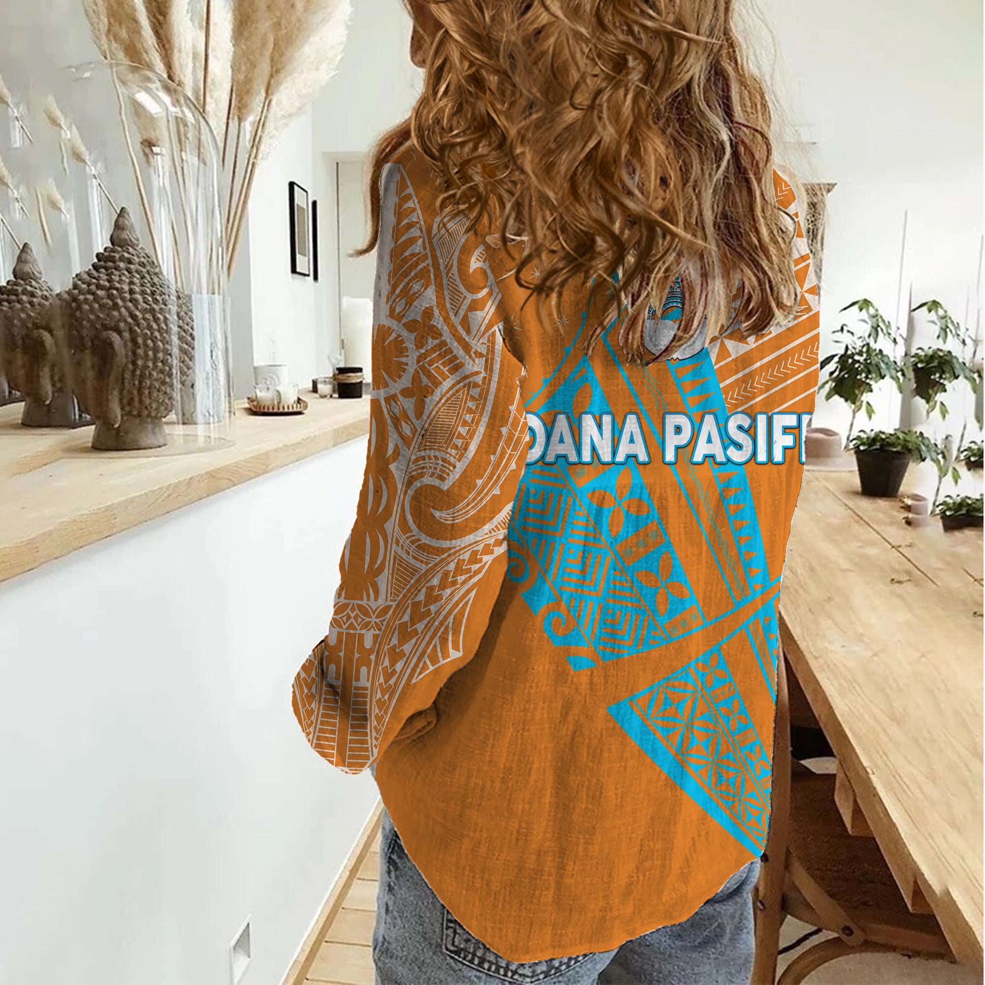Moana Pasifika Super Rugby Tapa Pacific Island Original - Orange Women Casual Shirt - Vibe Hoodie Shop