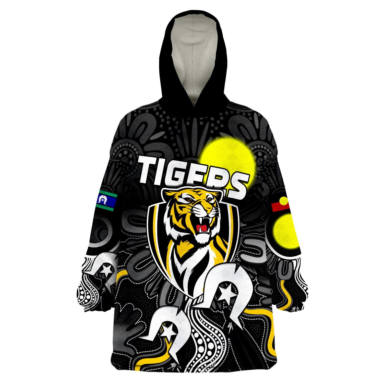 (Custom Personalised) Tigers NAIDOC Week Richmond Football Aboriginal Wearable Blanket Hoodie - Vibe Hoodie Shop