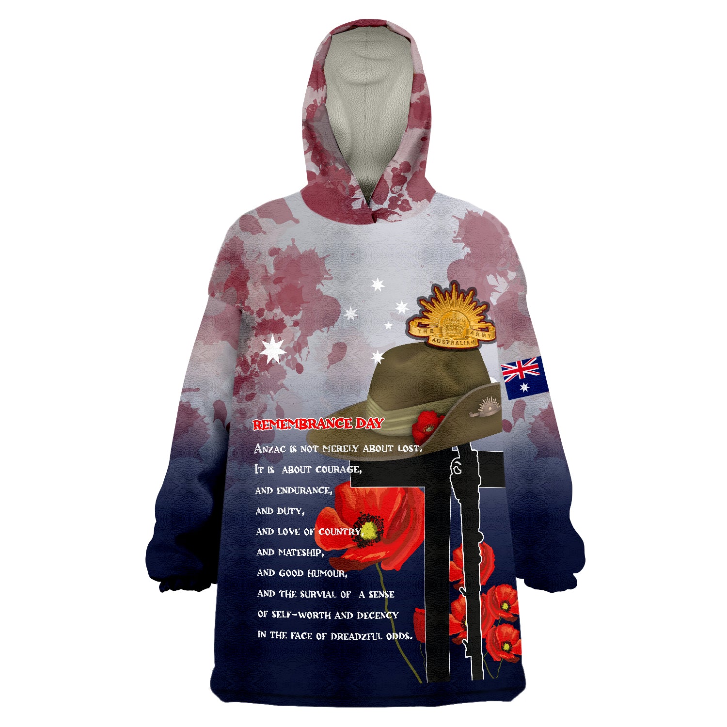 Australia ANZAC Day Remembrance Day Wearable Blanket Hoodie - Vibe Hoodie Shop