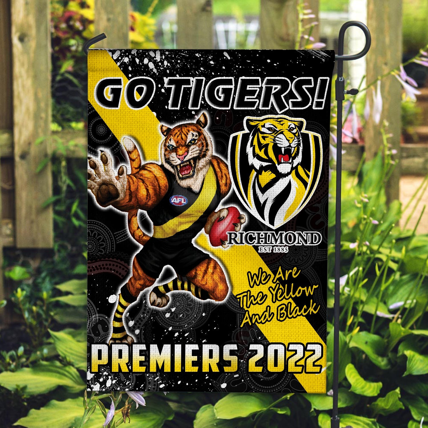 Richmond Football Flag Premiers 2022 Aboriginal Art Go Tigers - Vibe Hoodie Shop