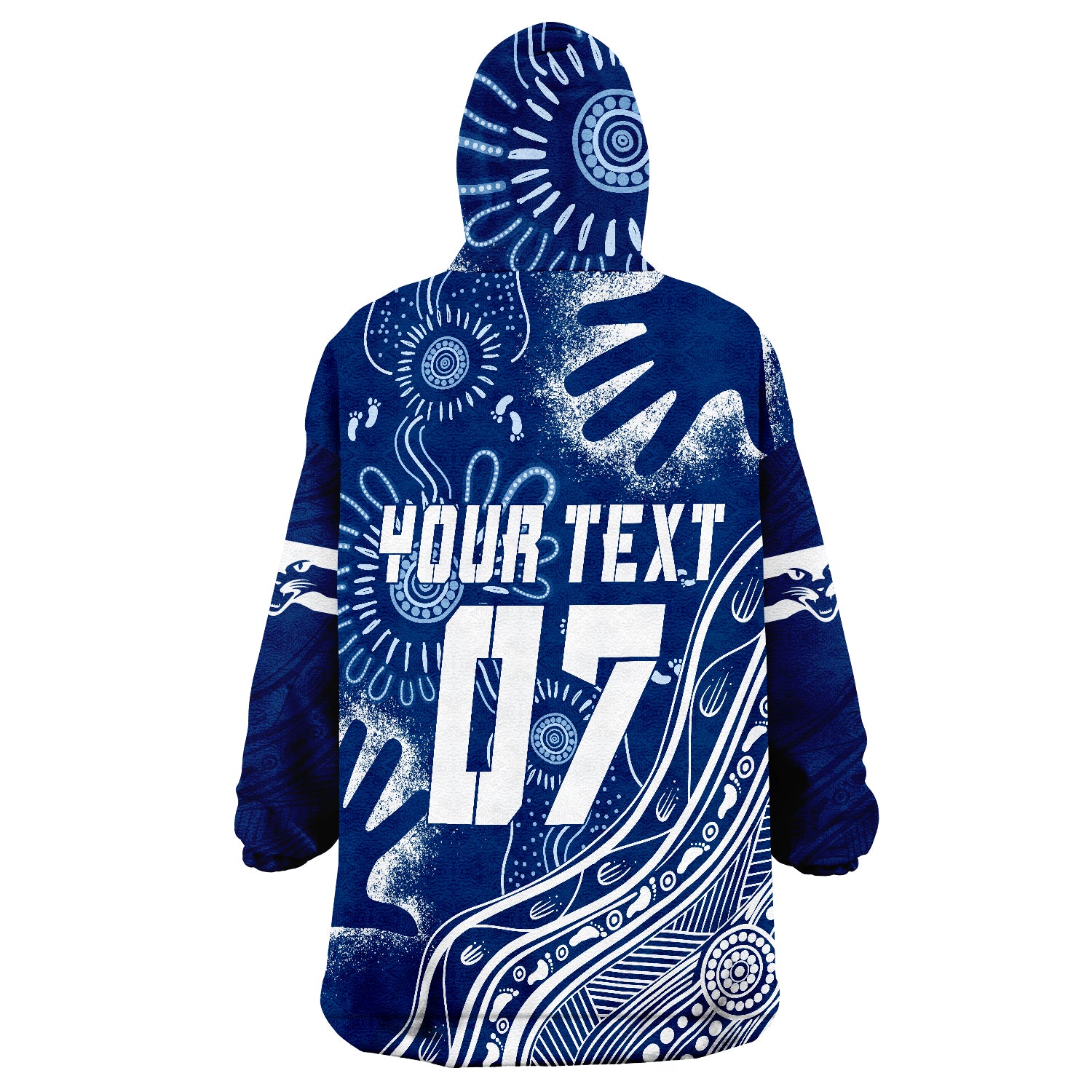 Personalised Geelong Football Aboriginal GO Cats! Wearable Blanket Hoodie - Vibe Hoodie Shop