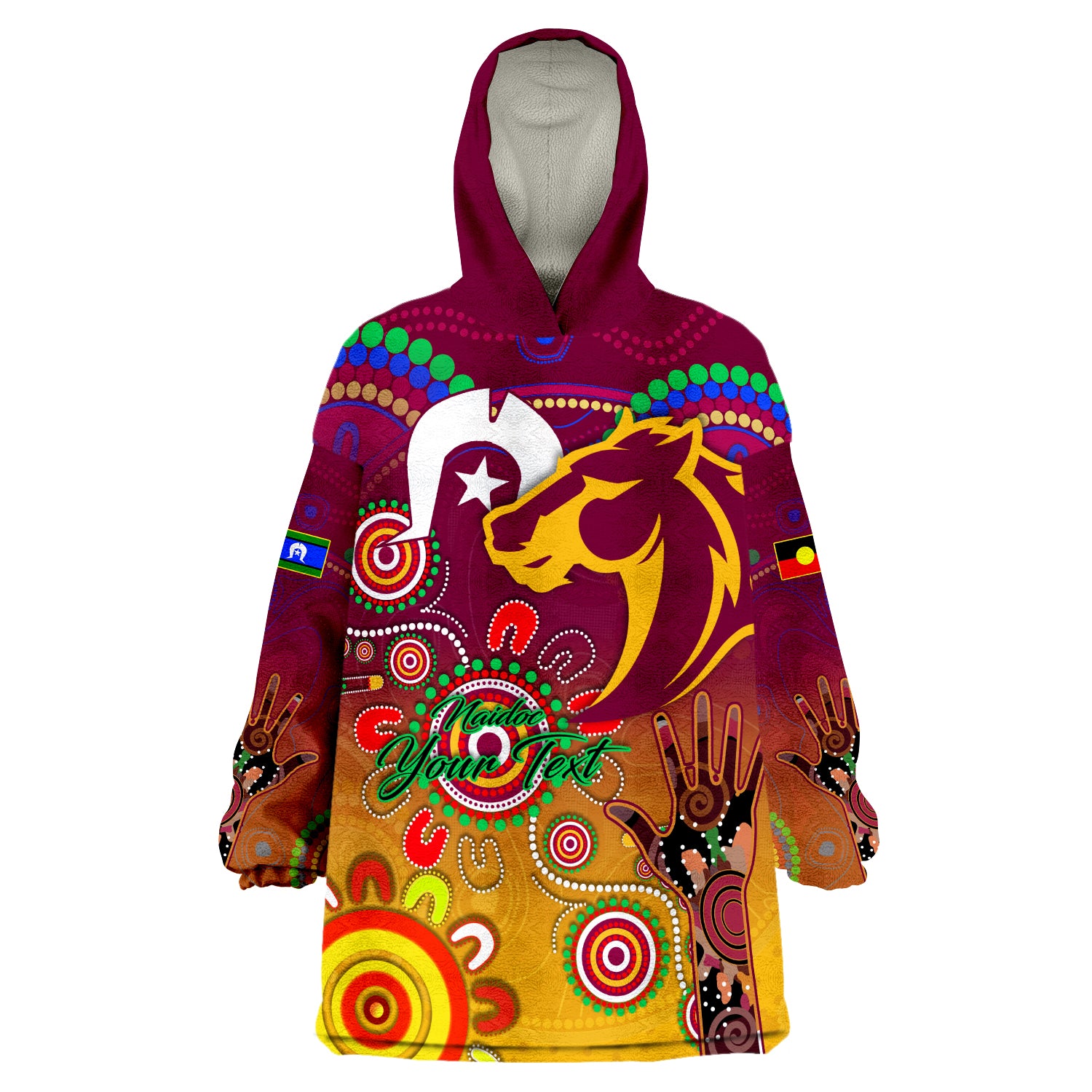 (Custom Personalised) NAIDOC Broncos 2022 Wearable Blanket Hoodie - Vibe Hoodie Shop