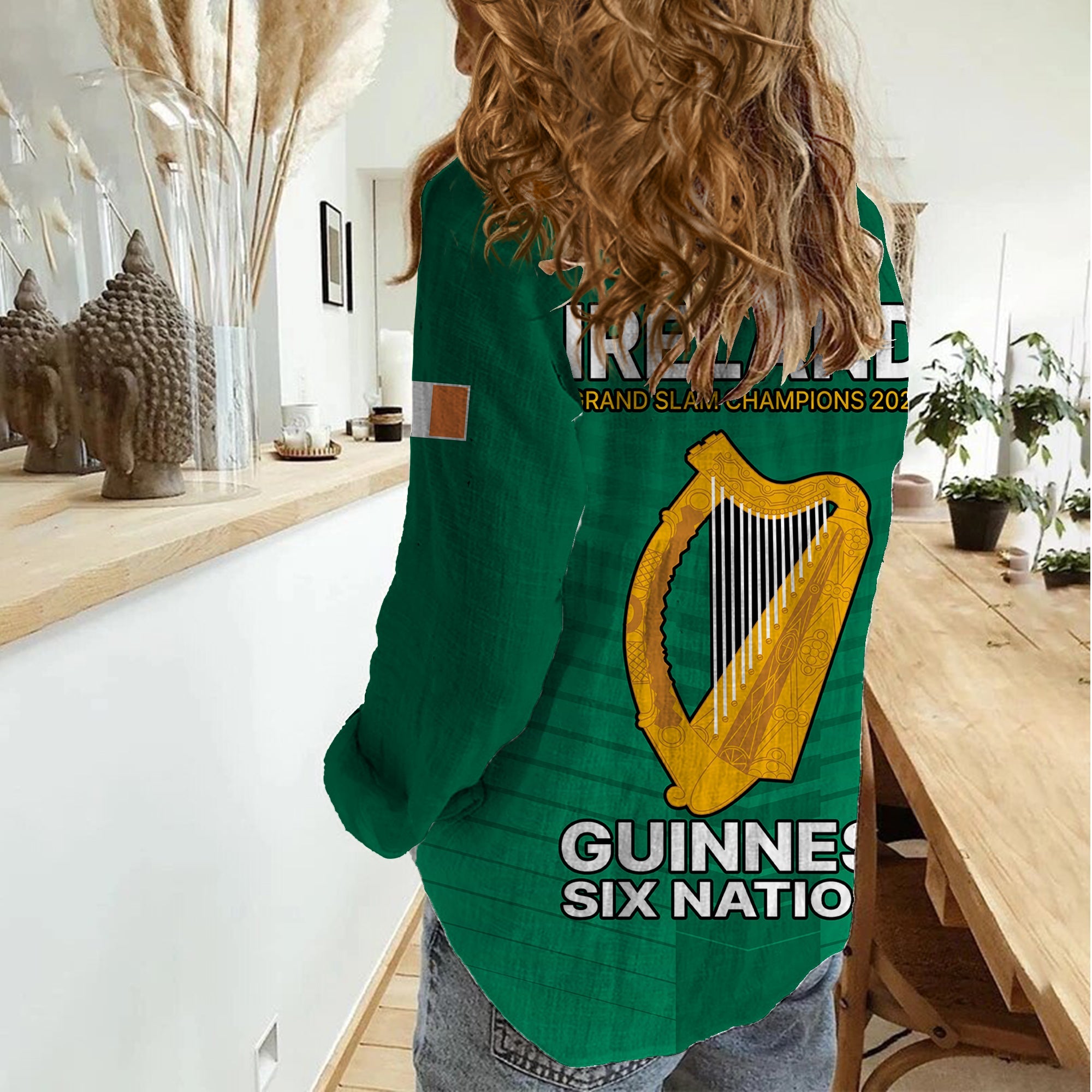 Ireland Rugby 2023 Champions Guinness 6 Nations Women Casual Shirt - Vibe Hoodie Shop