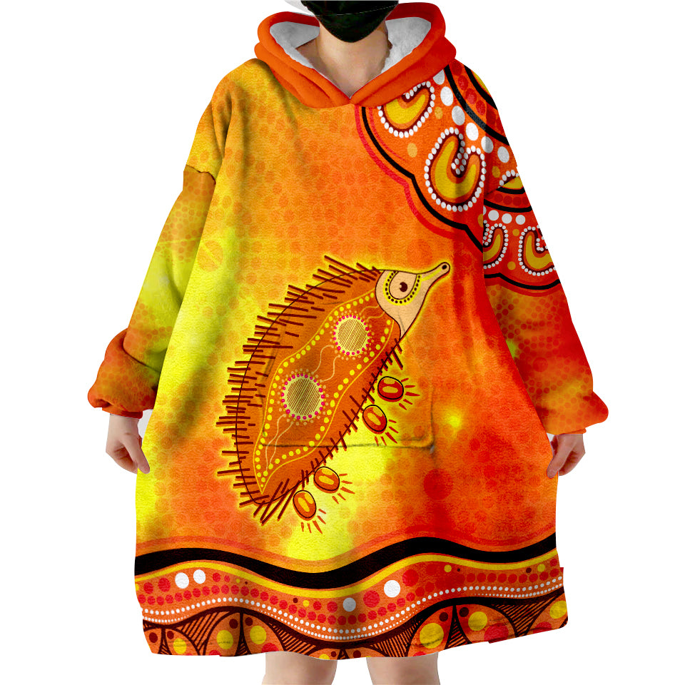 (Custom Personalised) Echidna Aboriginal Australian Animal Wearable Blanket Hoodie - Vibe Hoodie Shop