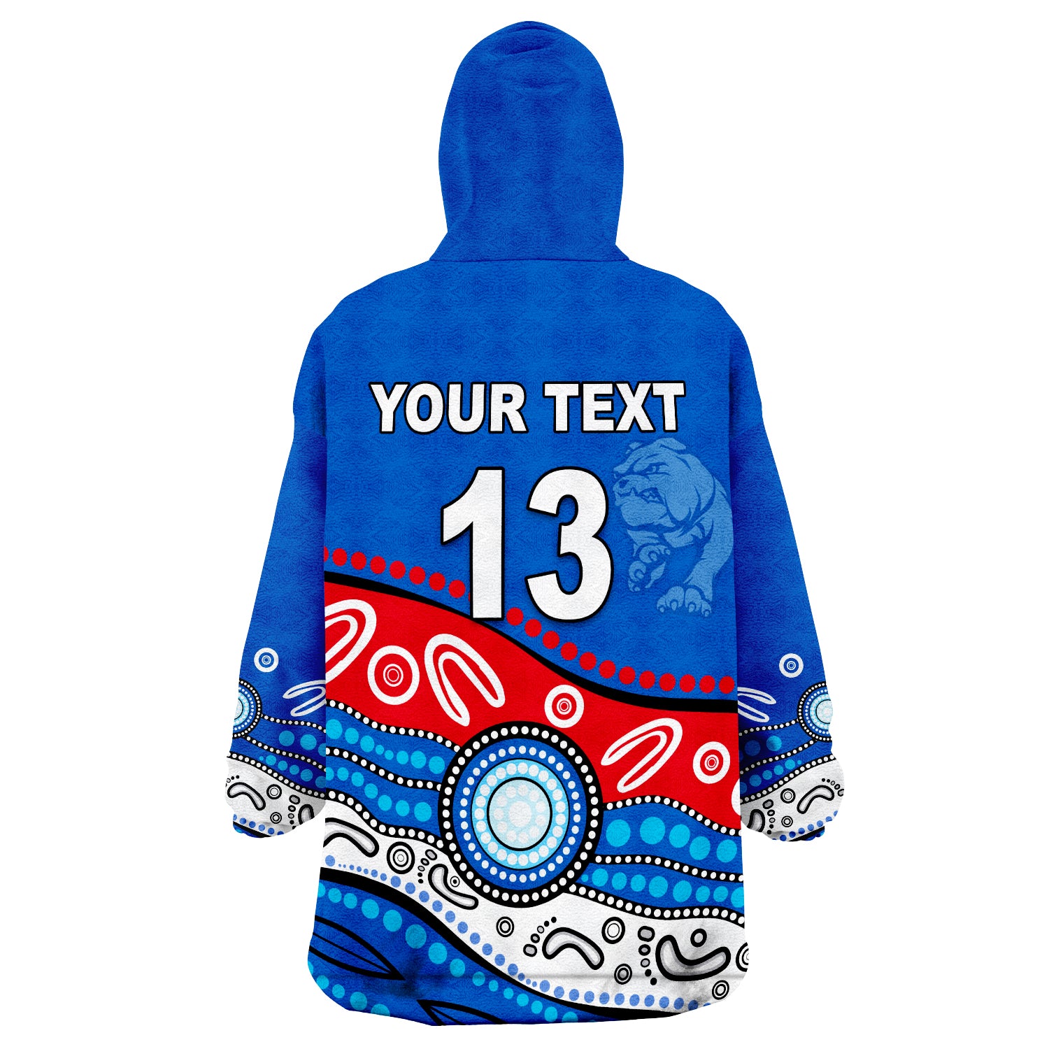 (Custom Text and Number) Bulldogs Indigenous Western Wearable Blanket Hoodie - Vibe Hoodie Shop