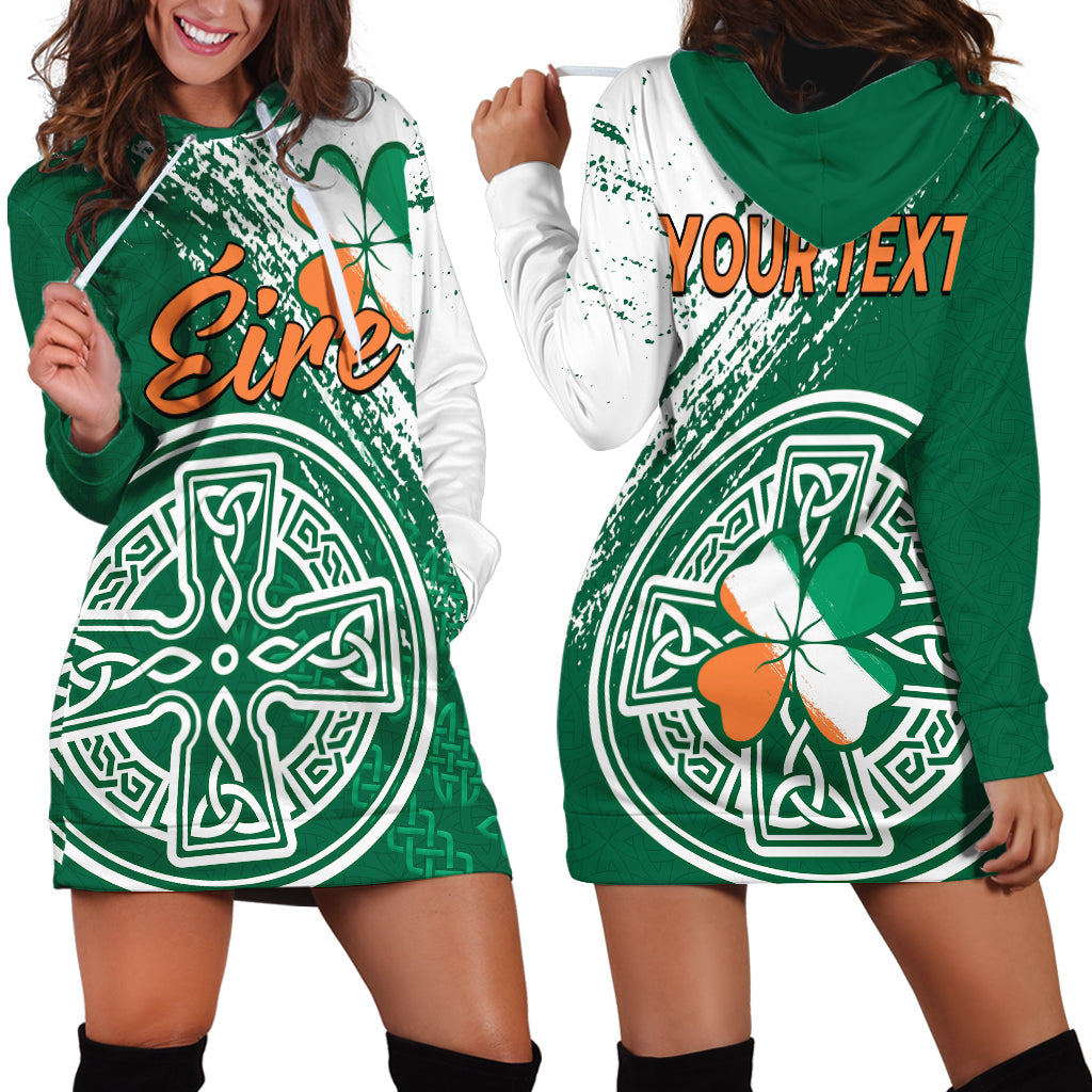 (Custom Personalised) Ireland Celtic Knot Shamrock Hoodie Dress - Vibe Hoodie Shop