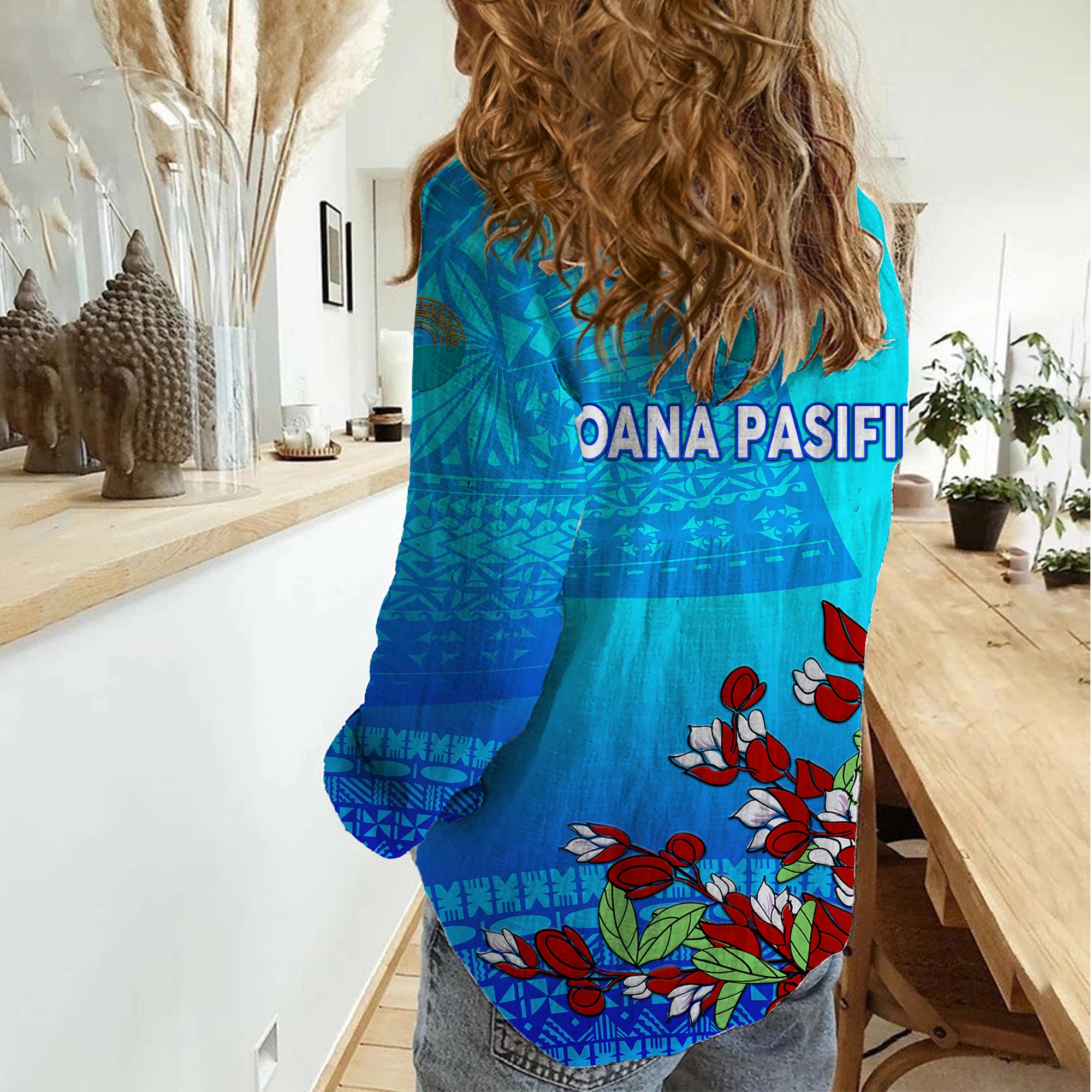 Moana Pasifika Super Rugby Tapa Pacific Island Tagimaucia Flower Women Casual Shirt - Vibe Hoodie Shop
